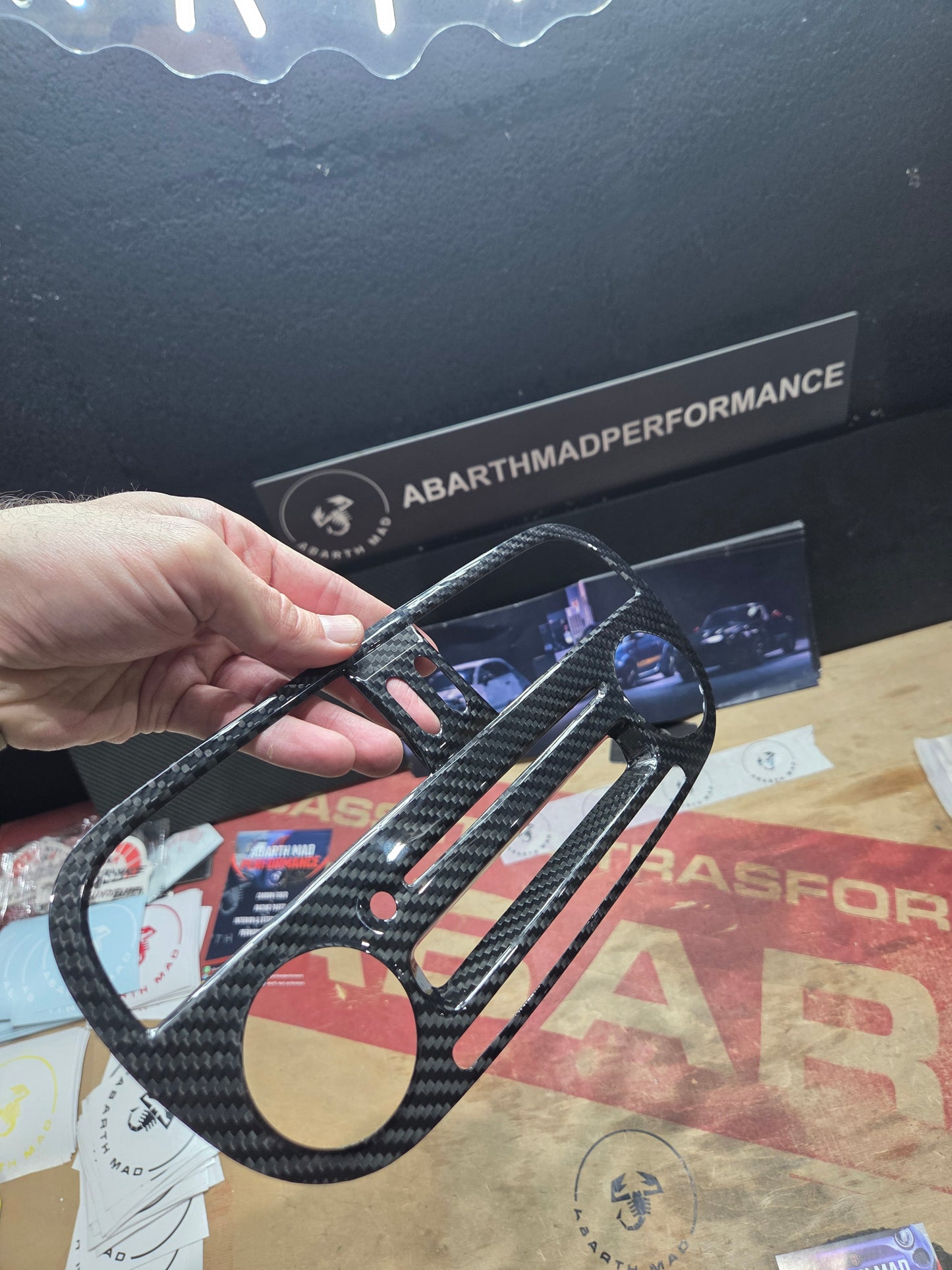 Abarth Fiat 500 Pre Restyling Facelit 2008-2016 Cover Radio Fibra de Carbono 100% Real Carbon Fiber