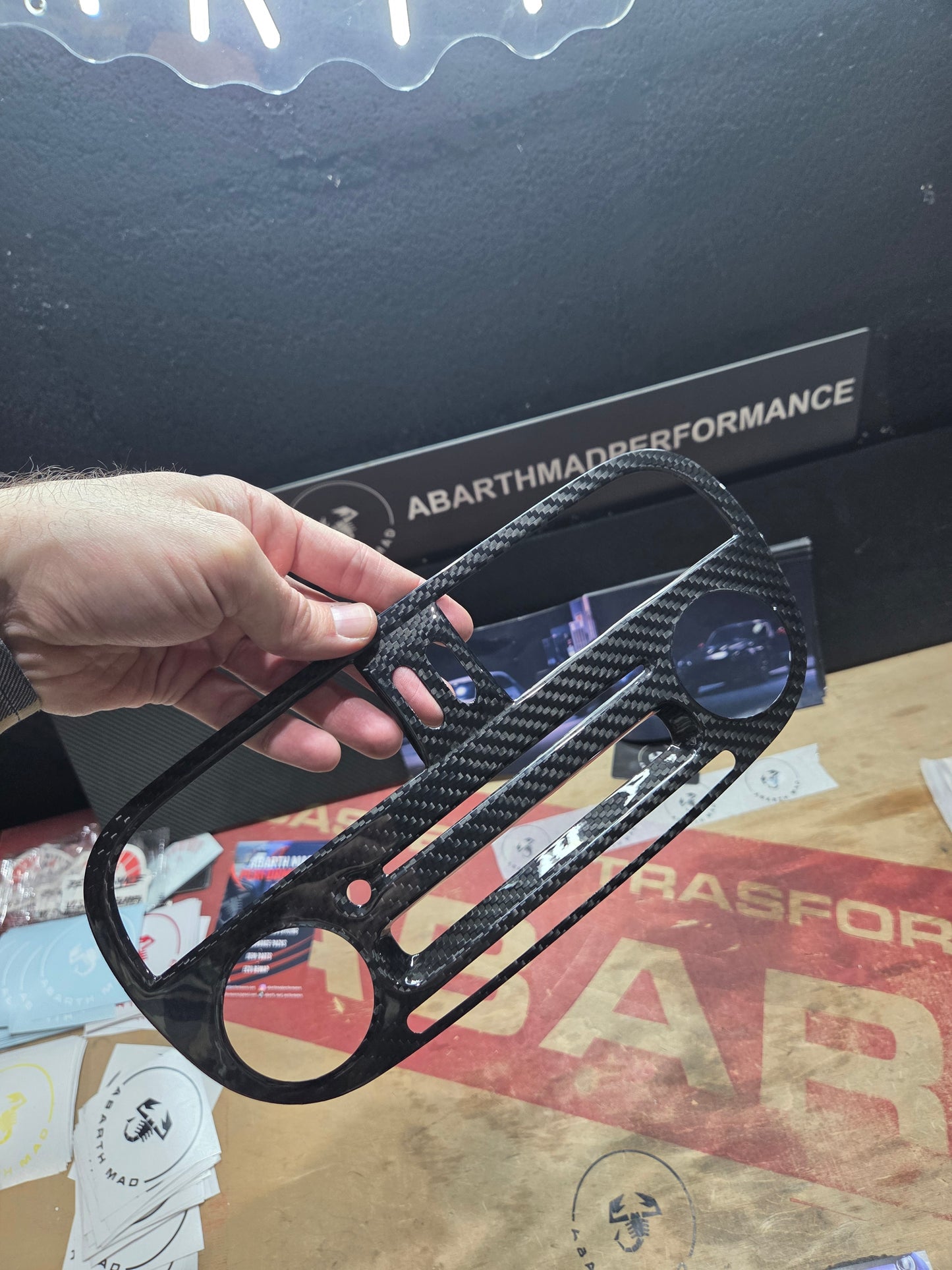 Abarth Fiat 500 Pre Restyling Facelit 2008-2016 Cover Radio Fibra de Carbono 100% Real Carbon Fiber