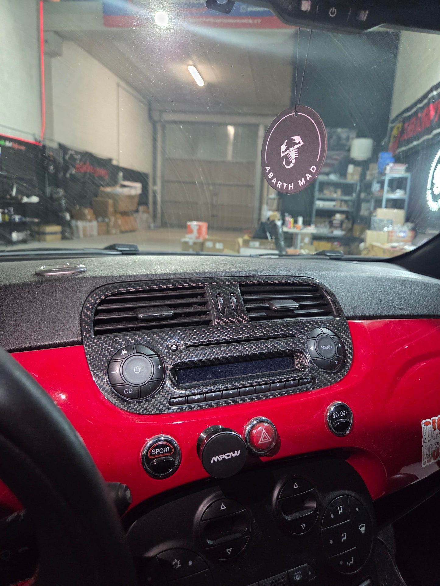 Abarth Fiat 500 Pre Restyling Facelit 2008-2016 Cover Radio Fibra de Carbono 100% Real Carbon Fiber