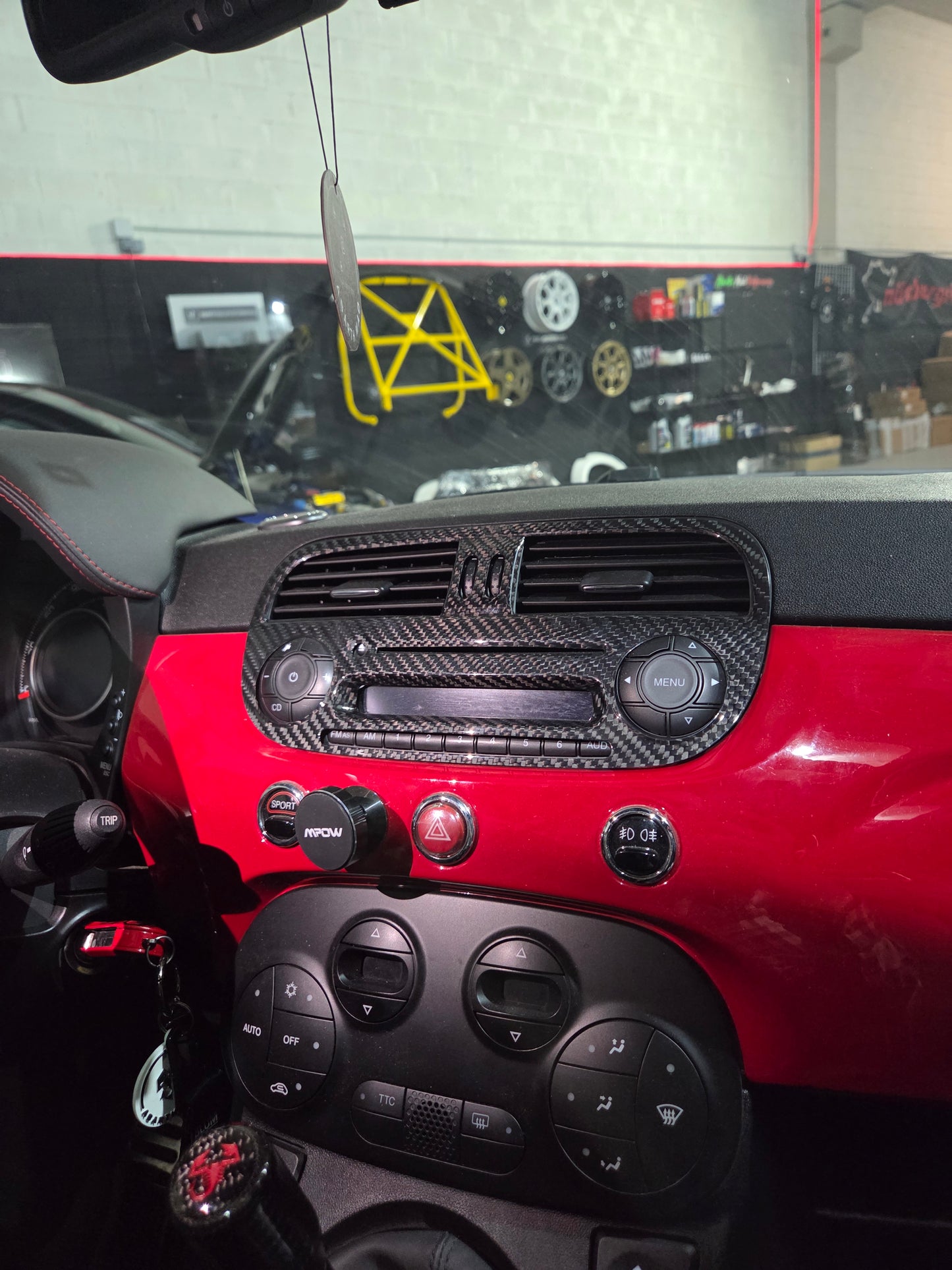 Abarth Fiat 500 Pre Restyling Facelit 2008-2016 Cover Radio Fibra de Carbono 100% Real Carbon Fiber
