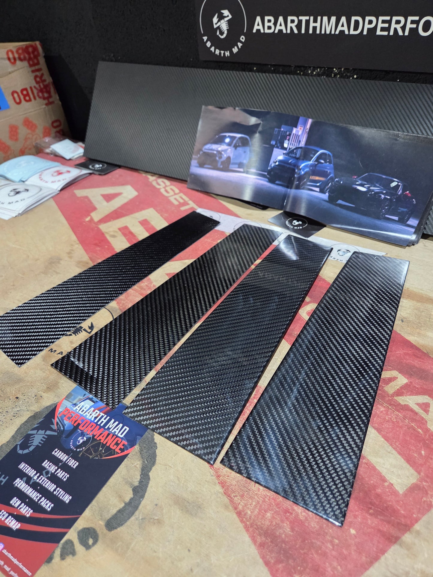 Montanti B Abarth in Fibra di Carbonio (6 pezzi)