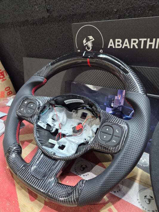 Abarth 500 Display Led Carbon Fiber Steering Wheel Volante Carbono Custom