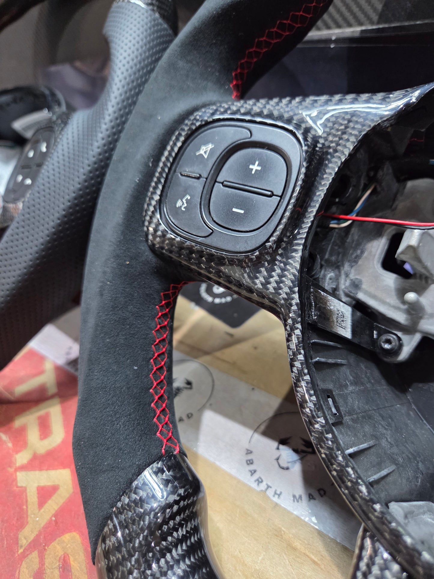 Abarth Display Led Carbon Fiber Steering Wheel Volante Carbono Custom