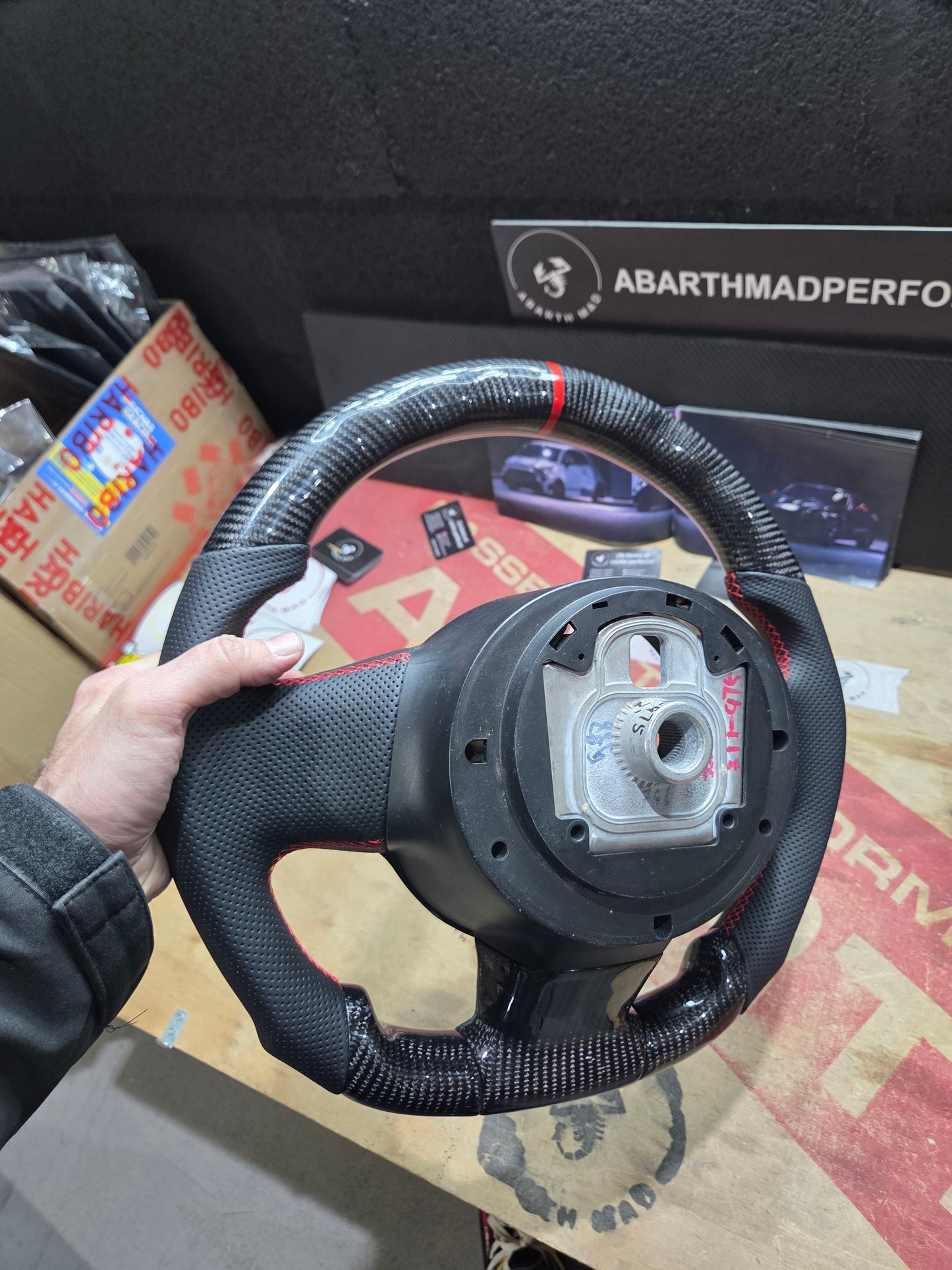 Abarth Display Led Carbon Fiber Steering Wheel Volante Carbono Custom