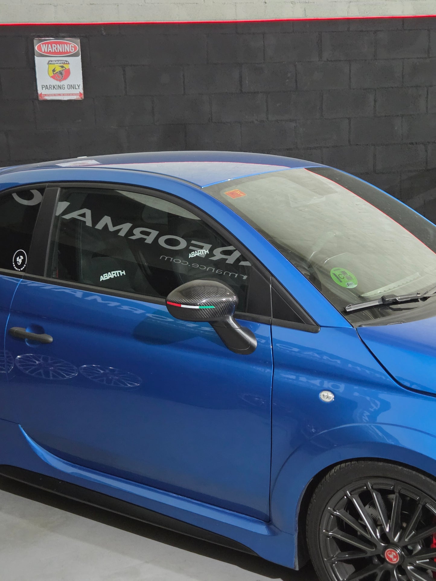 Abarth Fiat Carcasa (2) Retrovisores Espejos Mirrors Fibra de Carbono Italia 🇮🇹 Vinilo Lacado Carbon Fiber