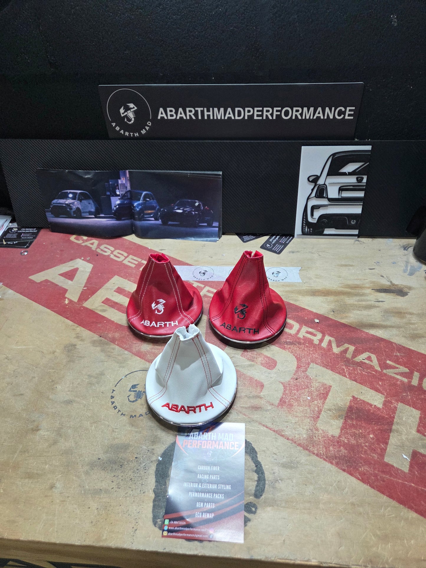 Abarth Knob Gear Cover Leather Fuelle Piel Cambio 🦂 ⚪️🔴🟡⚫️