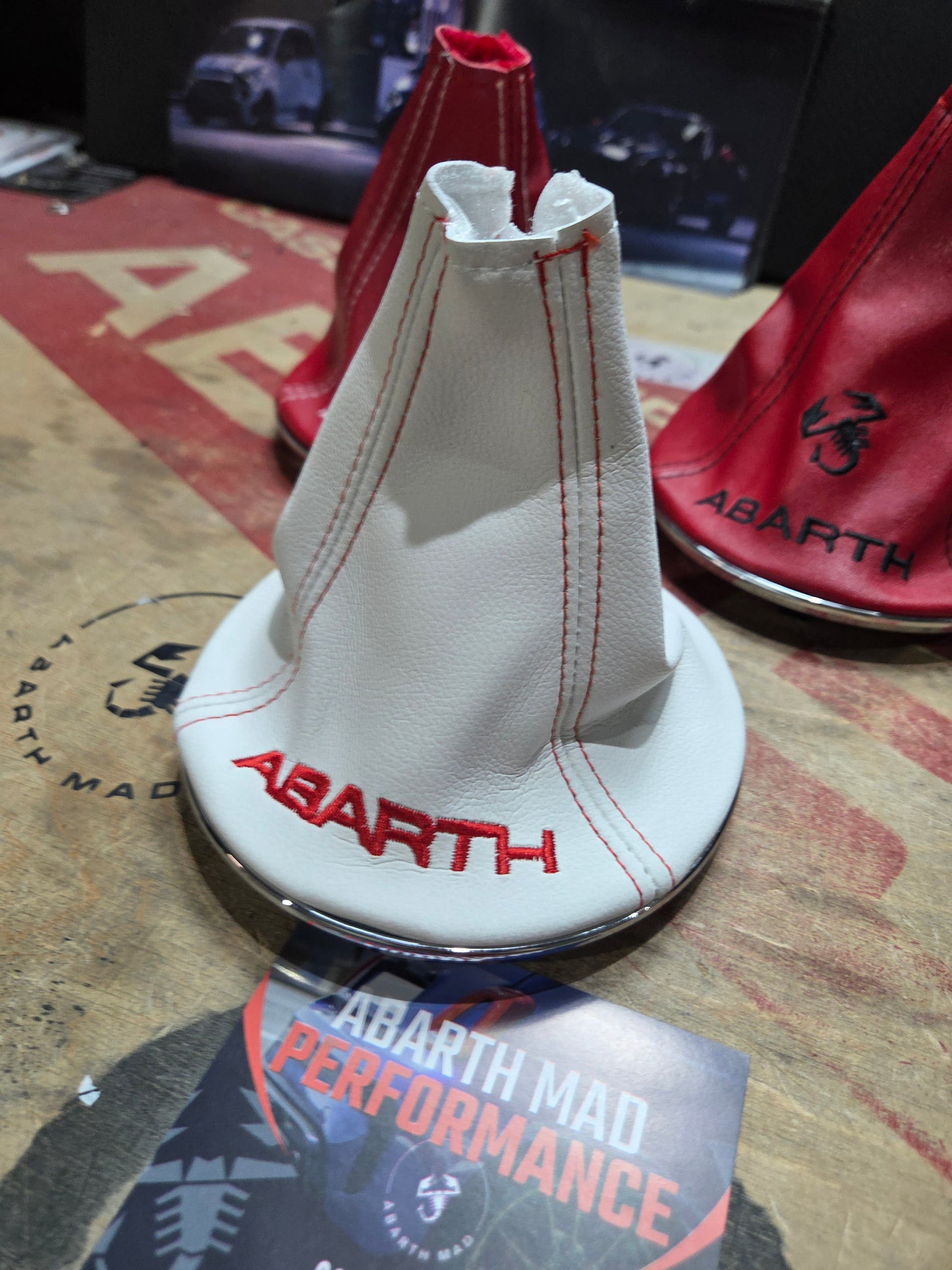 Abarth Knob Gear Cover Leather Fuelle Piel Cambio 🦂 ⚪️🔴🟡⚫️
