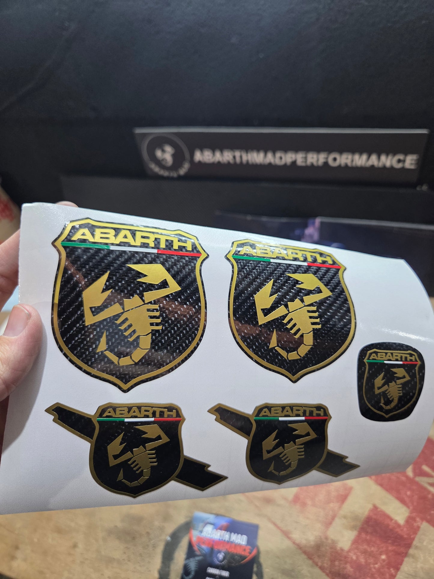 Abarth 500 Carbon Kit Logos Vinilo Emblemas Copri (5 vinilos)