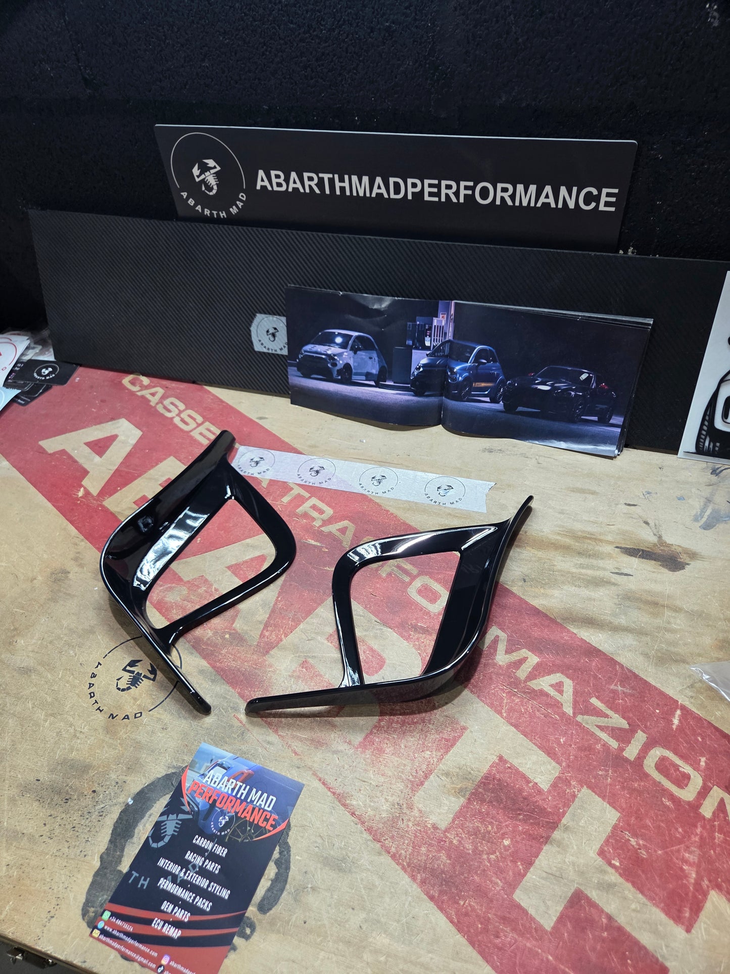 Abarth 500 All Model Black Gloss ABS (2) Flap Canards Side Grille Extreme Rejilla Lateral Alerones