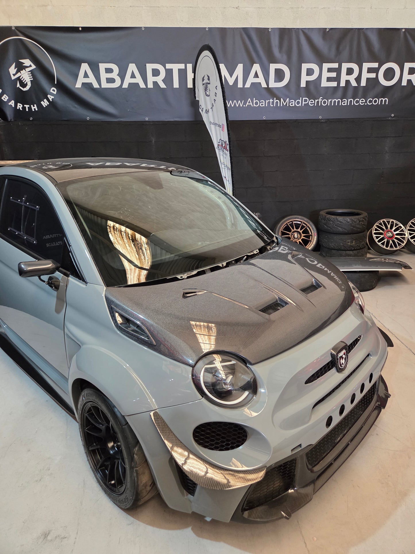 Abarth 500 All Model Hood Angry Style Cattivo Capó Fibra Enfadado o Normal Carbon Fiber or Fiber CHD
