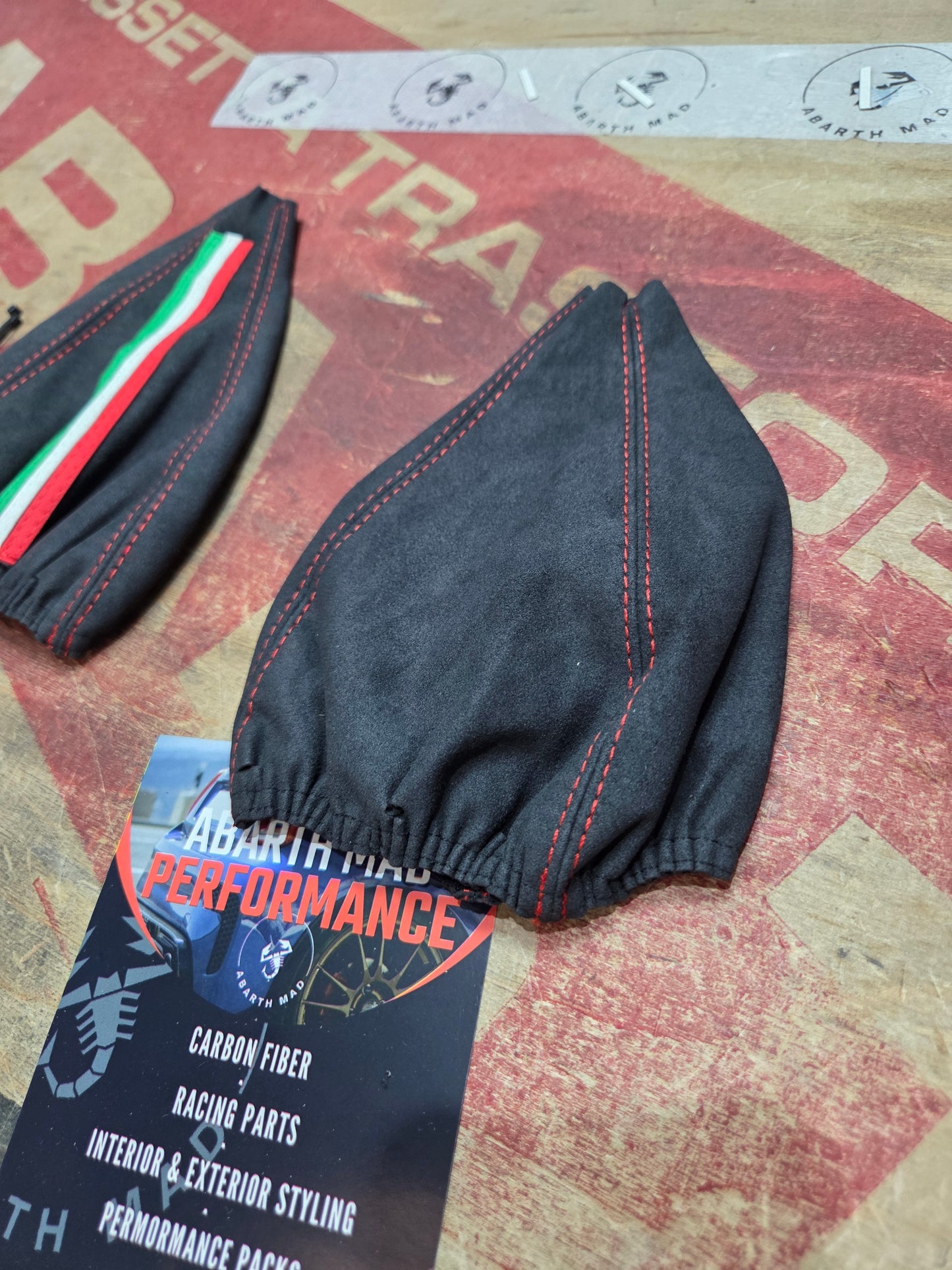 Abarth Knob Gear Cover Leather Fuelle Piel Cambio 🦂 ⚪️🔴🟡⚫️