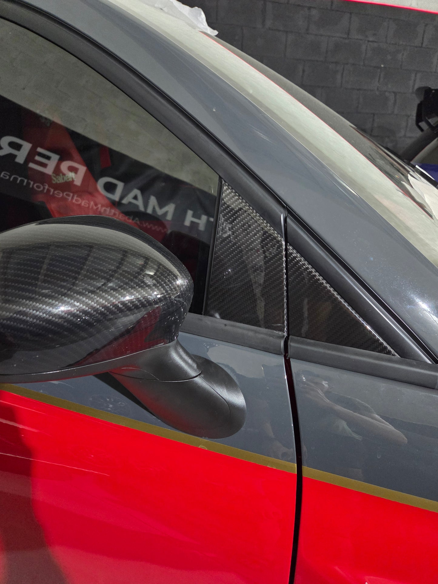 Abarth 500 All Model Carbon Fiber Pilar Pilares B Fibra de Carbono (6 piezas) Set Kit Complete