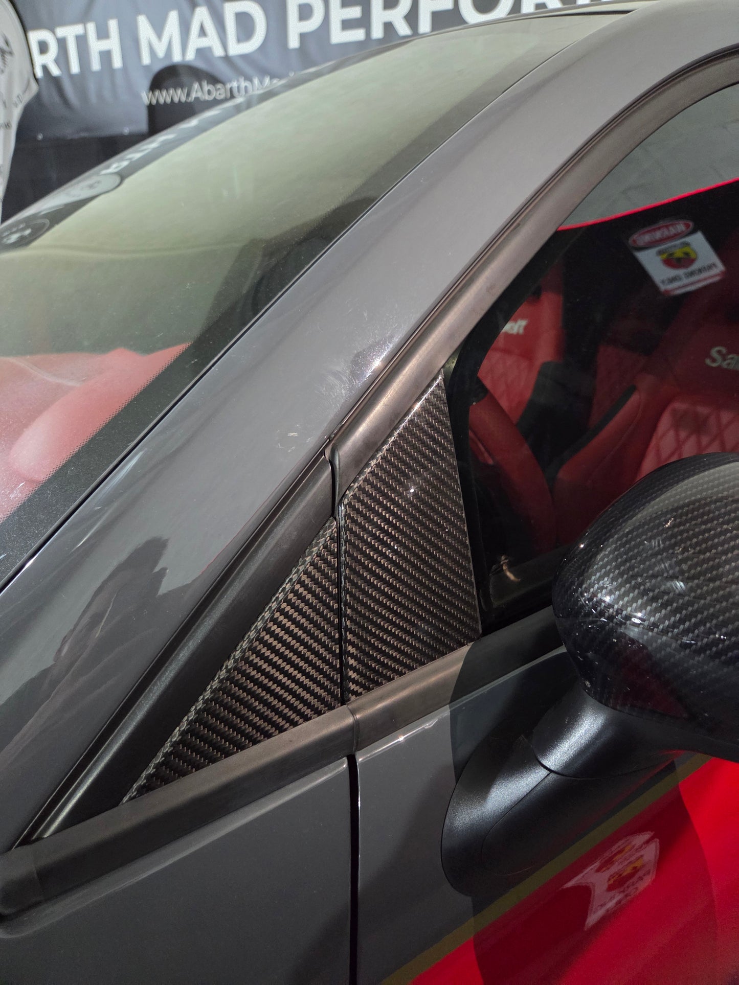 Abarth 500 All Model Carbon Fiber Pilar Pilares B Fibra de Carbono (6 piezas) Set Kit Complete