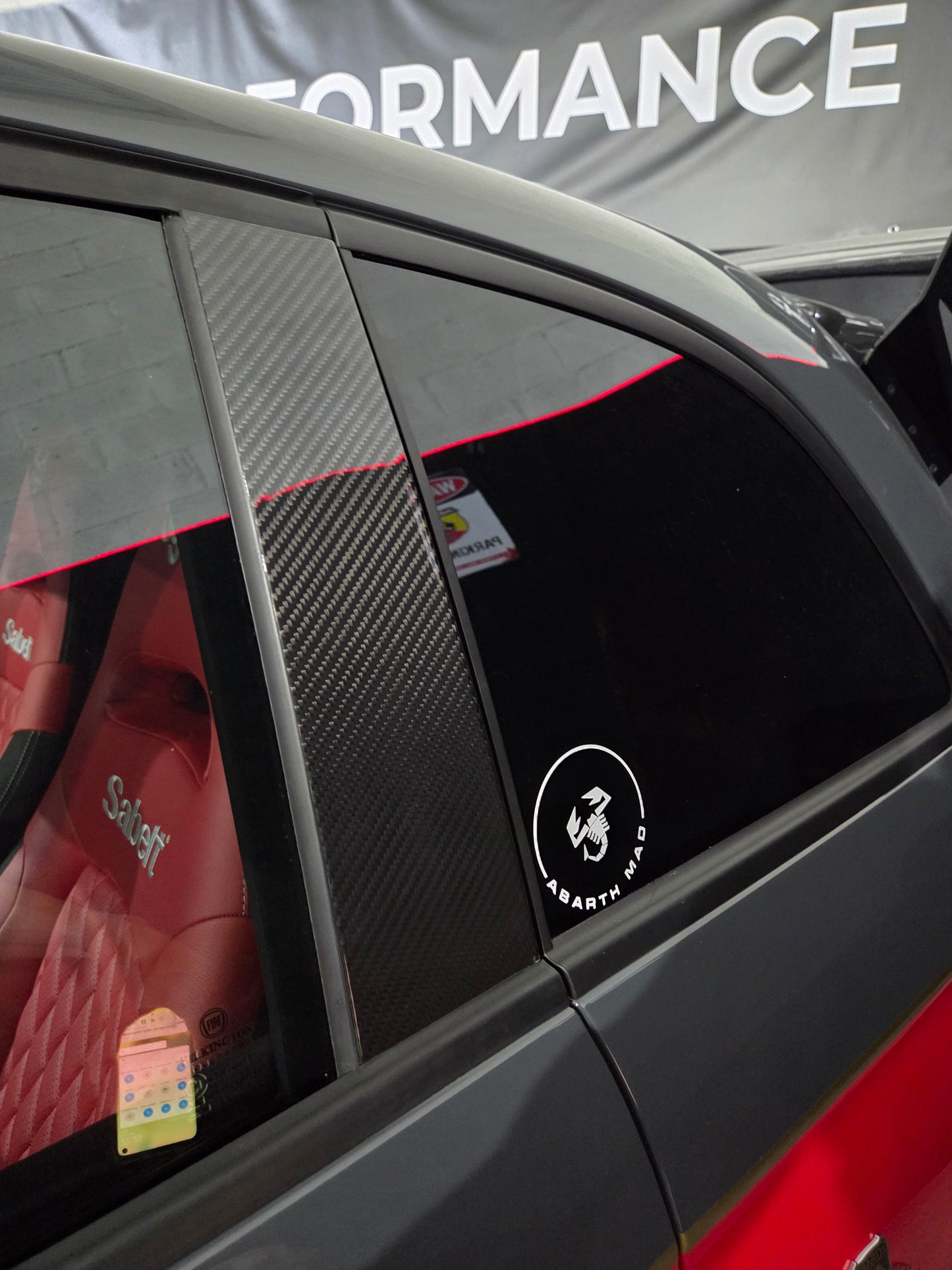 Abarth 500 All Model Carbon Fiber Pilar Pilares B Fibra de Carbono (6 piezas) Set Kit Complete