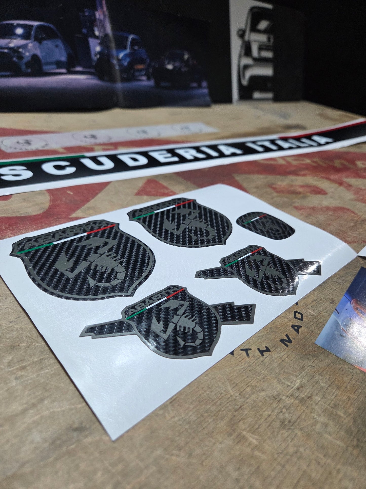 Abarth 500 Carbon Kit Logos Vinilo Emblemas Copri (5 vinilos)