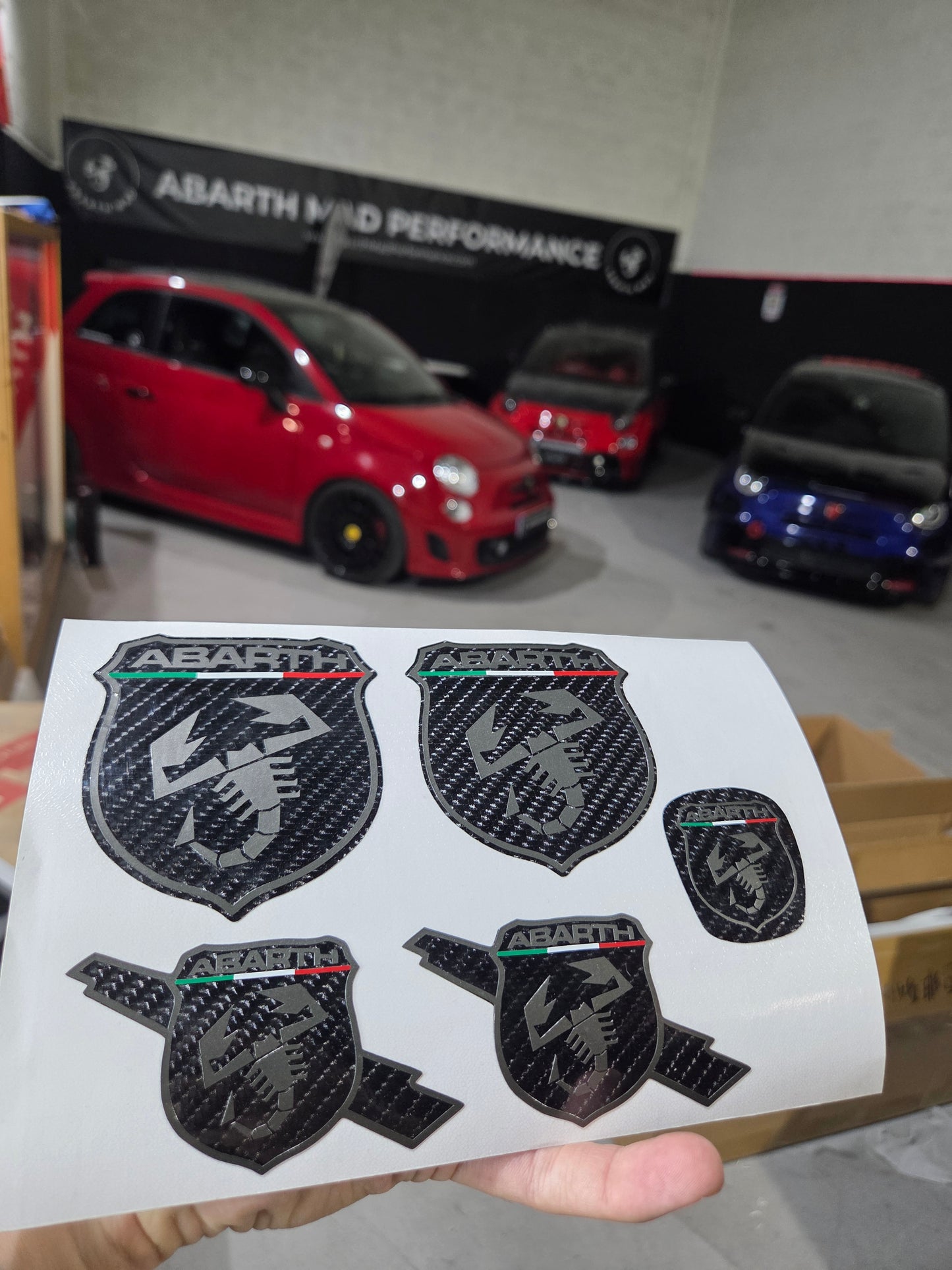 Abarth 500 Carbon Kit Logos Vinilo Emblemas Copri (5 vinilos)