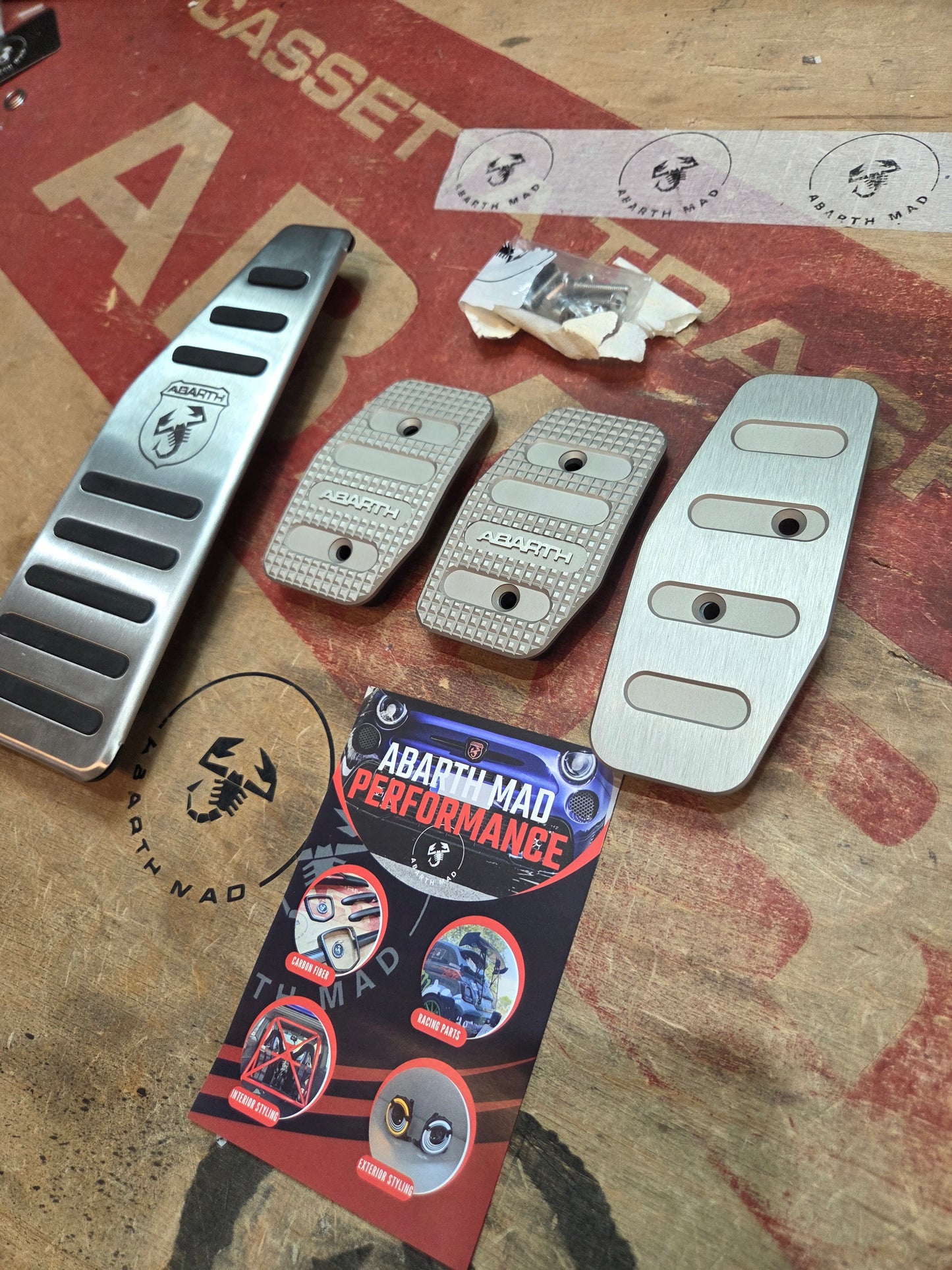 Abarth 500 Fiat All Models Manual ORIGINAL OEM Pedal Aluminium Footrest Pedales Aluminio Kit