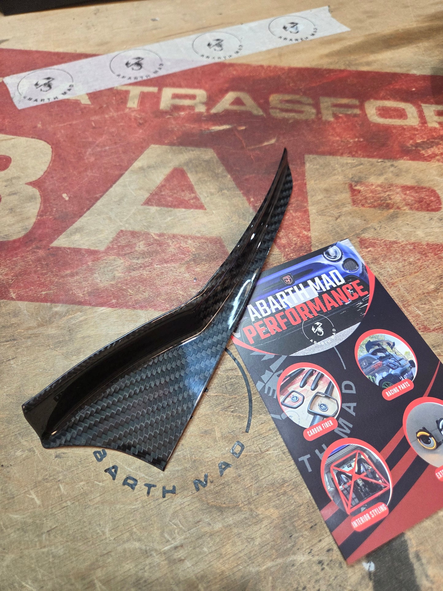 Abarth 500 All Model Passenger Side Carbon Fiber Dashboard Cover Copiloto Pasajero Fibra de Carbono Salpicadero