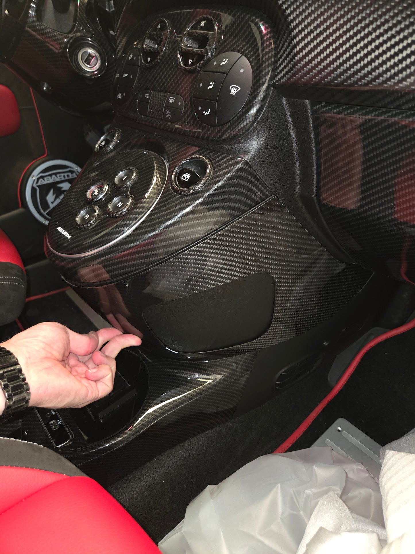 Abarth 500 Fiat 2016+ Restyling Cover Gearbox Surround Zona Cambio Fibra de Carbono