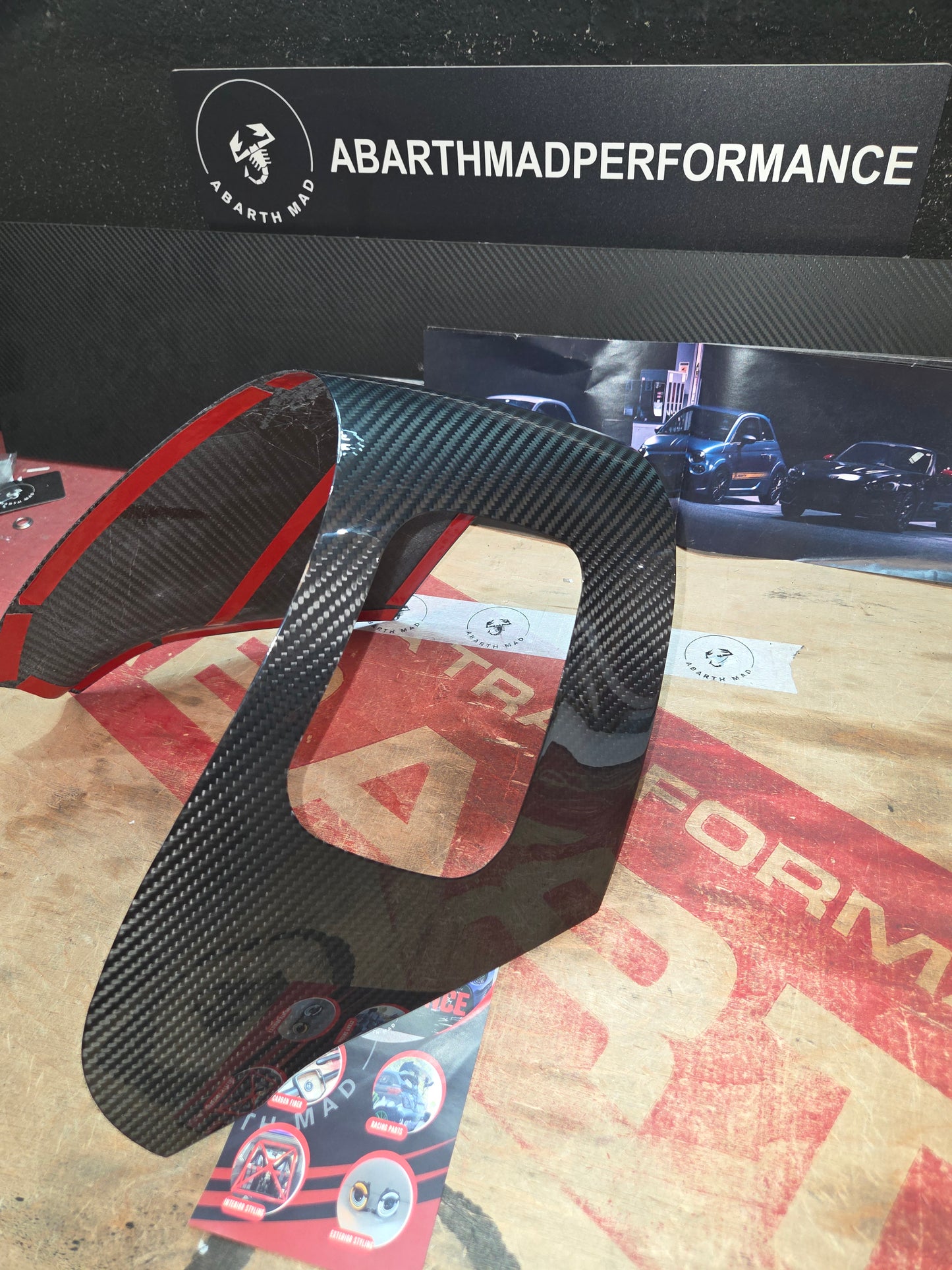 Abarth 500 Fiat 2016+ Restyling Cover Gearbox Surround Zona Cambio Fibra de Carbono