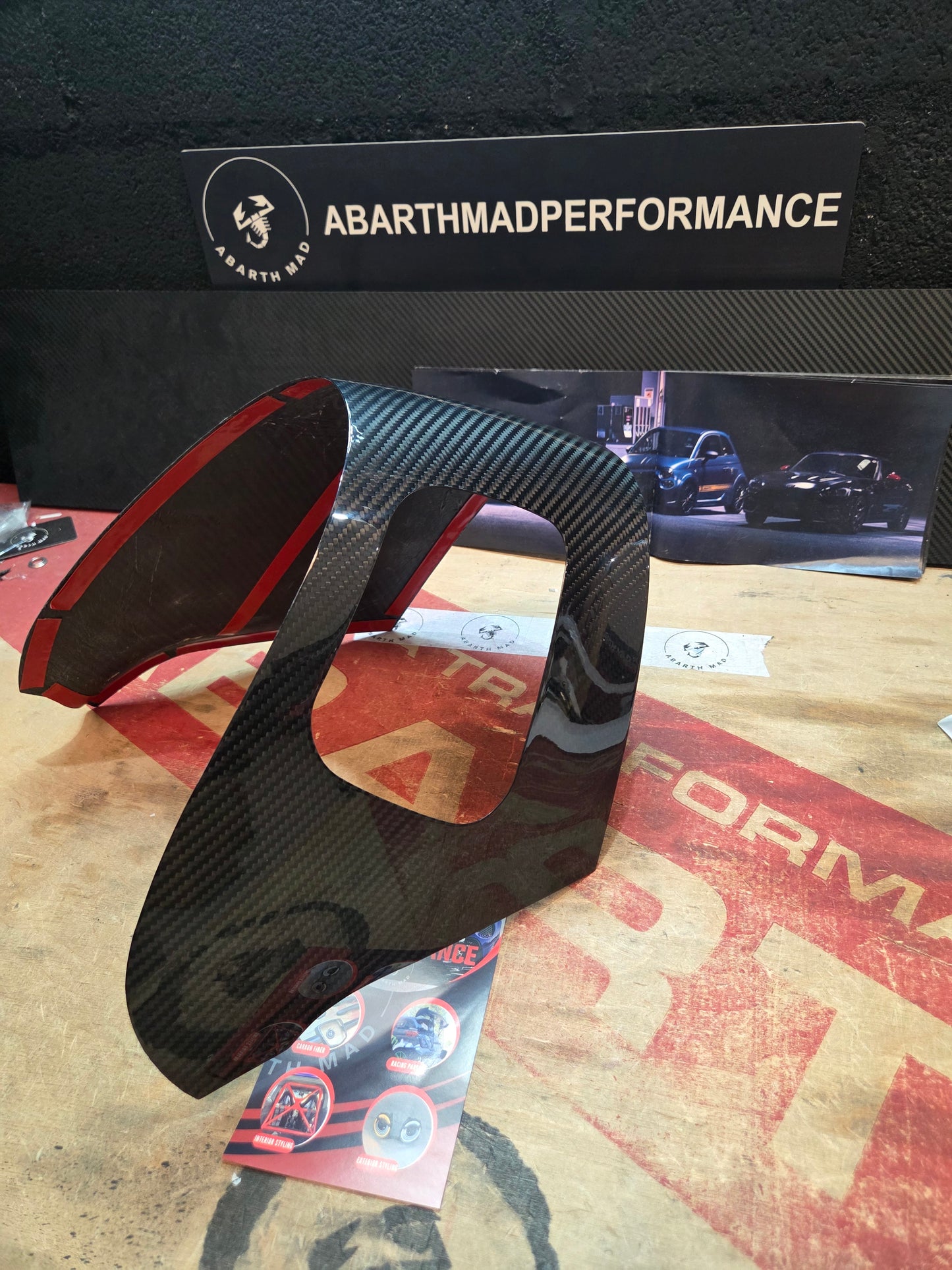Abarth 500 Fiat 2016+ Restyling Cover Gearbox Surround Zona Cambio Fibra de Carbono