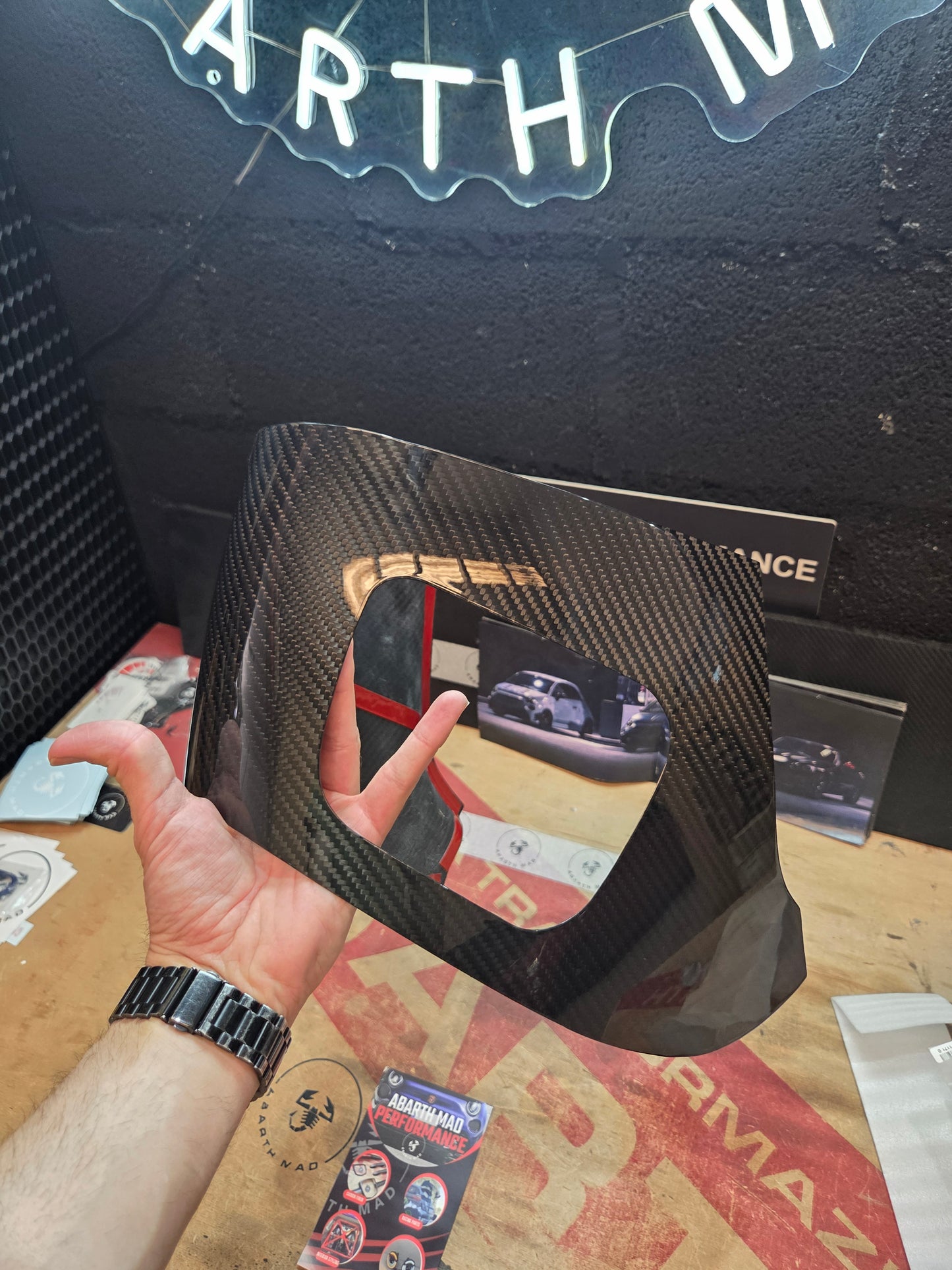 Abarth 500 Fiat 2016+ Restyling Cover Gearbox Surround Zona Cambio Fibra de Carbono