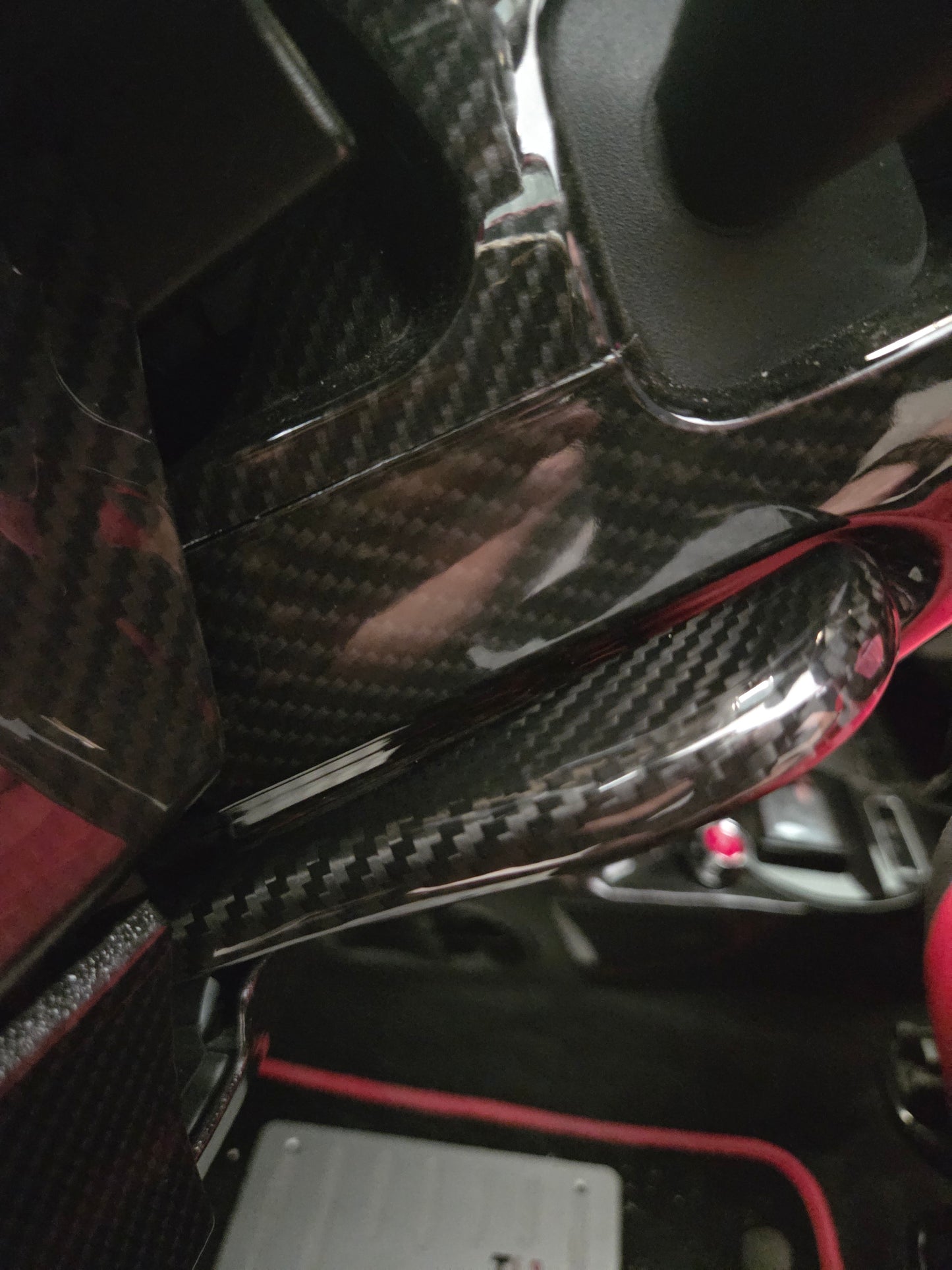 Abarth 500 All Model Carbon Fiber Steering Wheel Height Regulation Cover Leva Volante Regulación Carbono