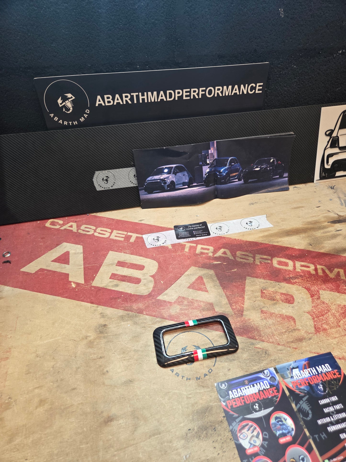 Abarth Fiat 500 Cover Fibra de Carbono Stripe Linea 🇮🇹 Luz Techo Dom Light Carbon Fiber