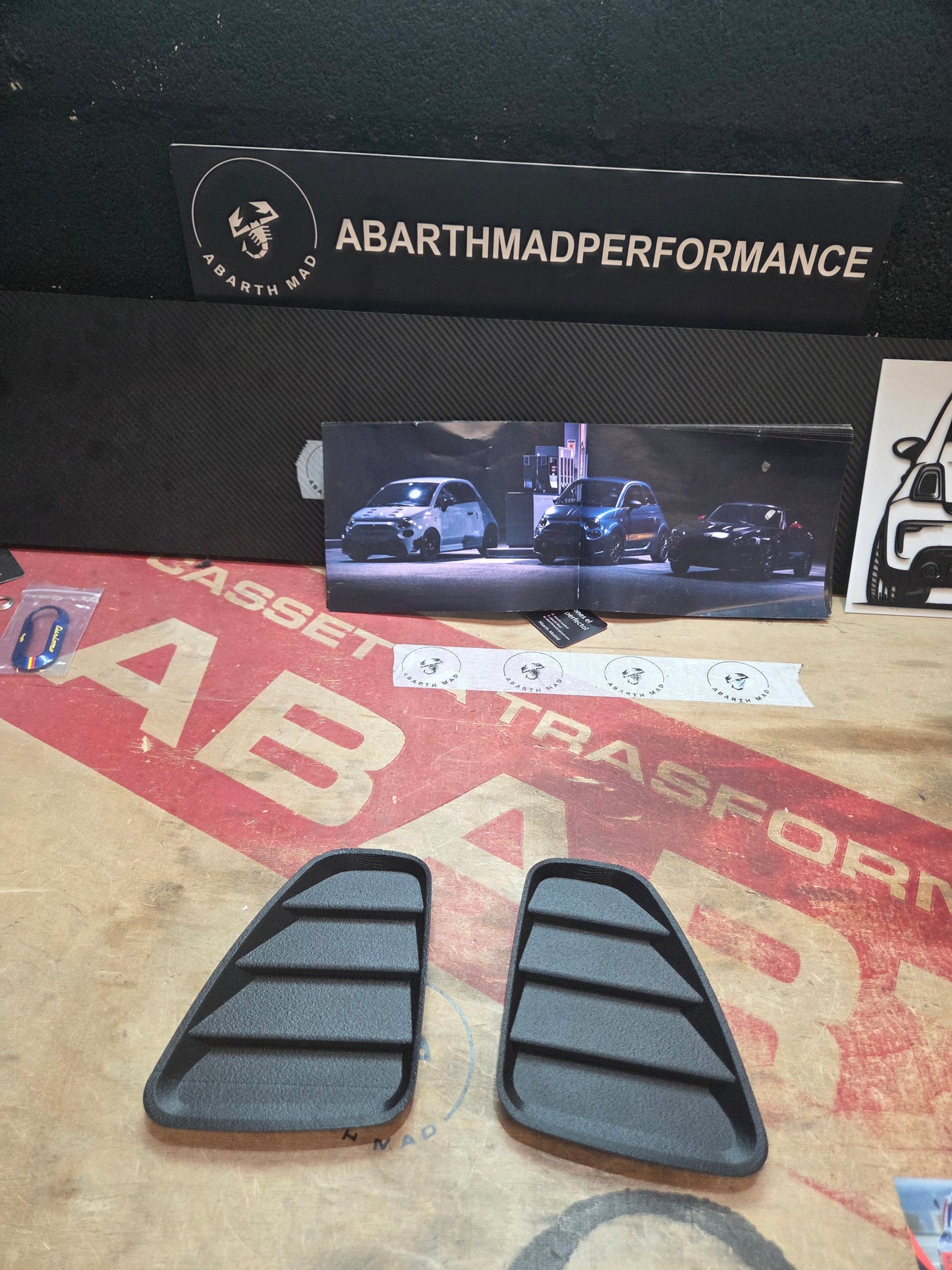 Abarth 2016+ Restyling Cover Faros Traseros Estillo Rejilla Rear Tail lights Insert Cover Black Gloss, Matt or Carbon