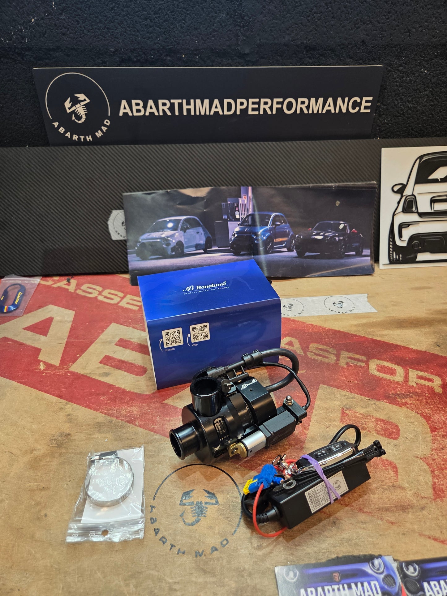 New!! Abarth 500 Fiat Alfa Valve Blow Off Wireless Válvula Bonalume Regulable con Mando Switch