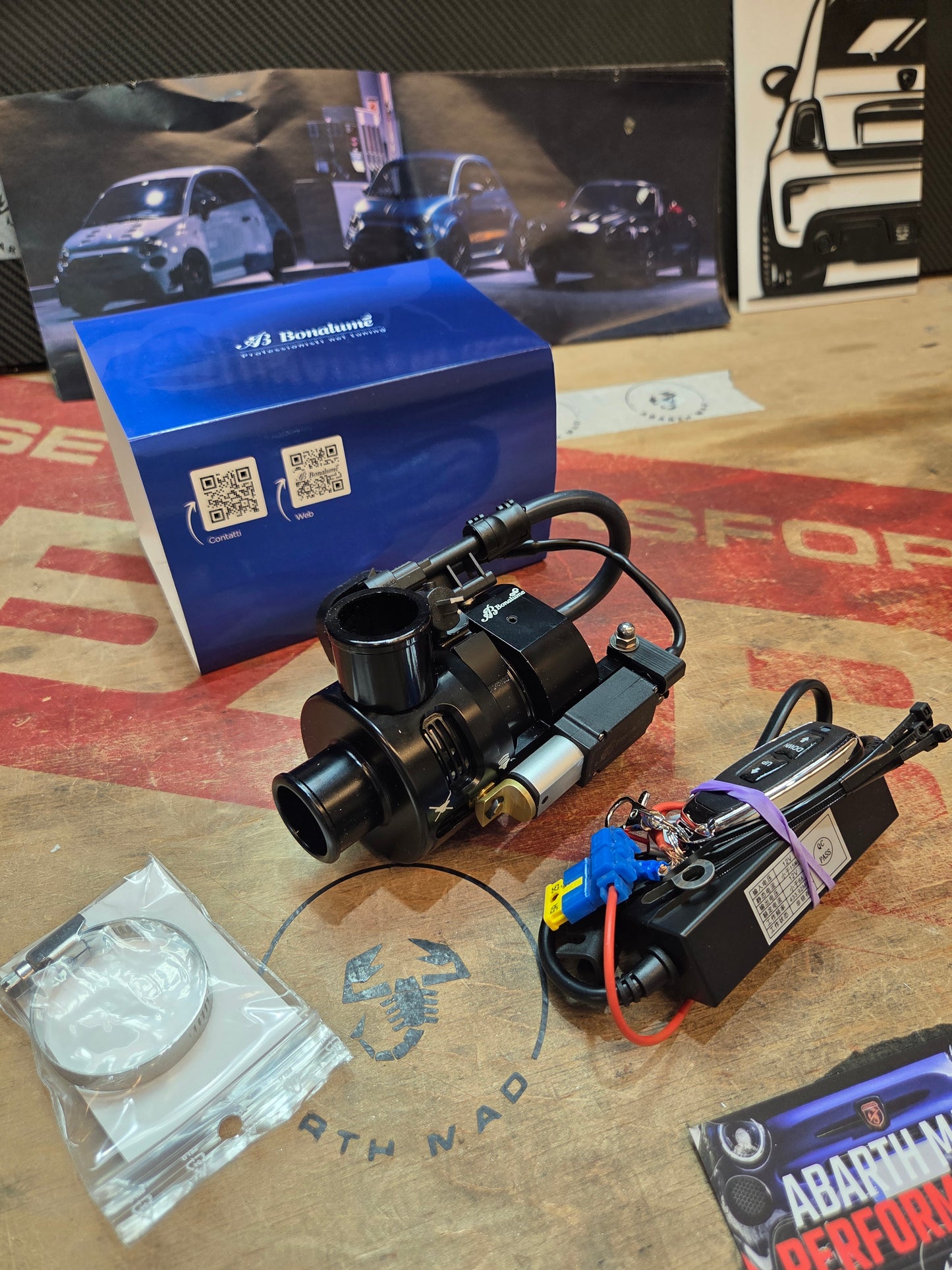 New!! Abarth 500 Fiat Alfa Valve Blow Off Wireless Válvula Bonalume Regulable con Mando Switch