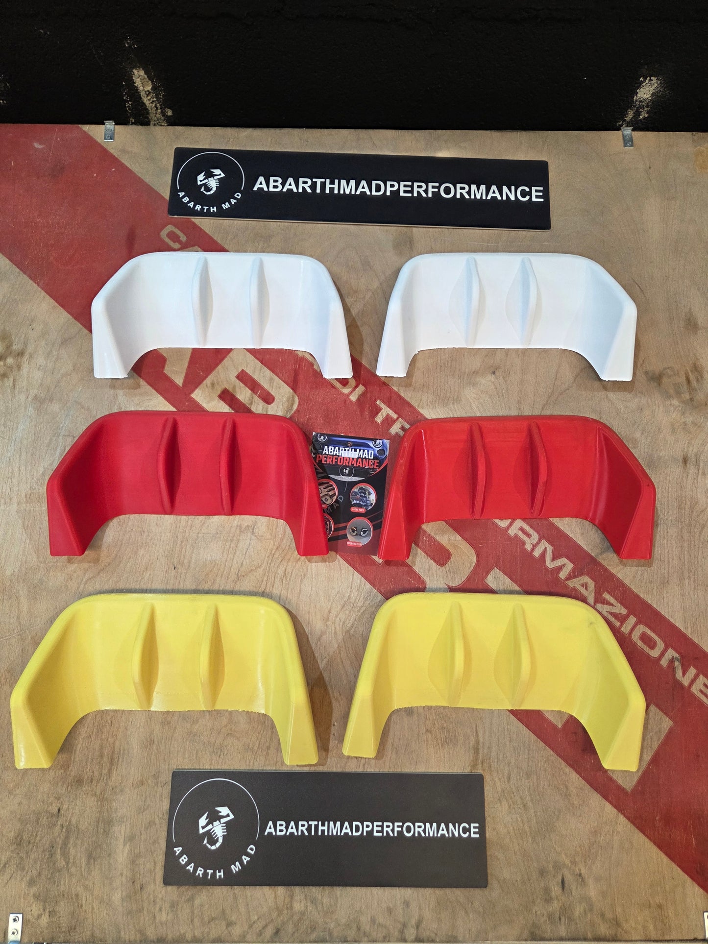 Abarth 2016+ Restyling 3D Rear Racing F1 Style Diffusser Cover Set (2) Difusor Trasero Añadido