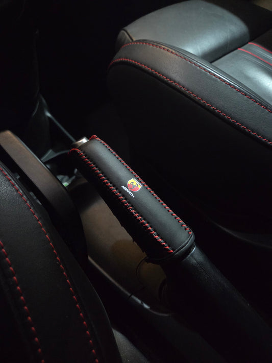 Abarth 500 All Model Leather Handbrake Cover Protection Red or Black Piel Funda Freno de Mano