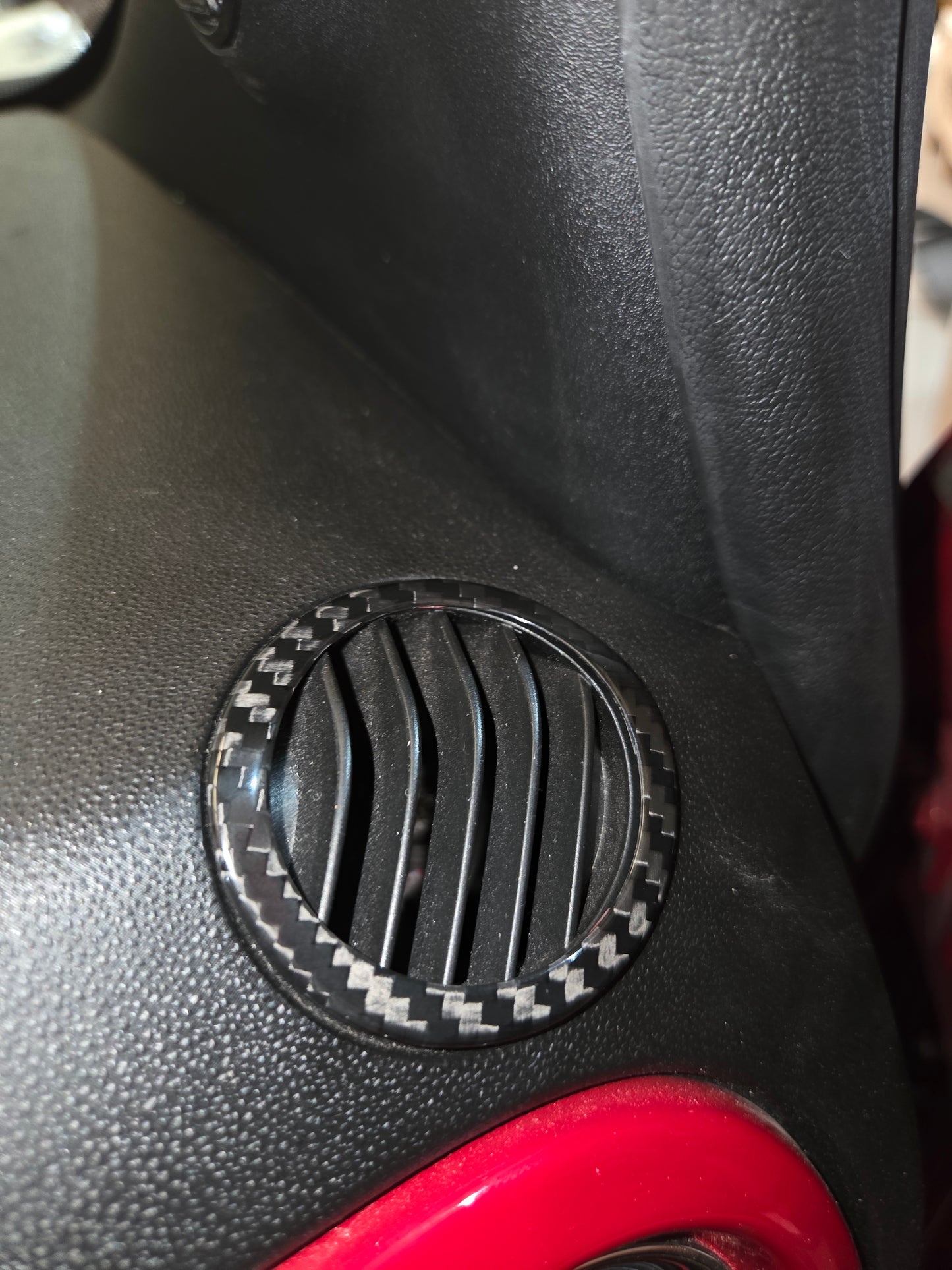 Abarth 500 All Model Carbon Fiber Dashboard Air Defrost Set (2) Fibra de Carbono Rejilla Salpicadero Aireadores