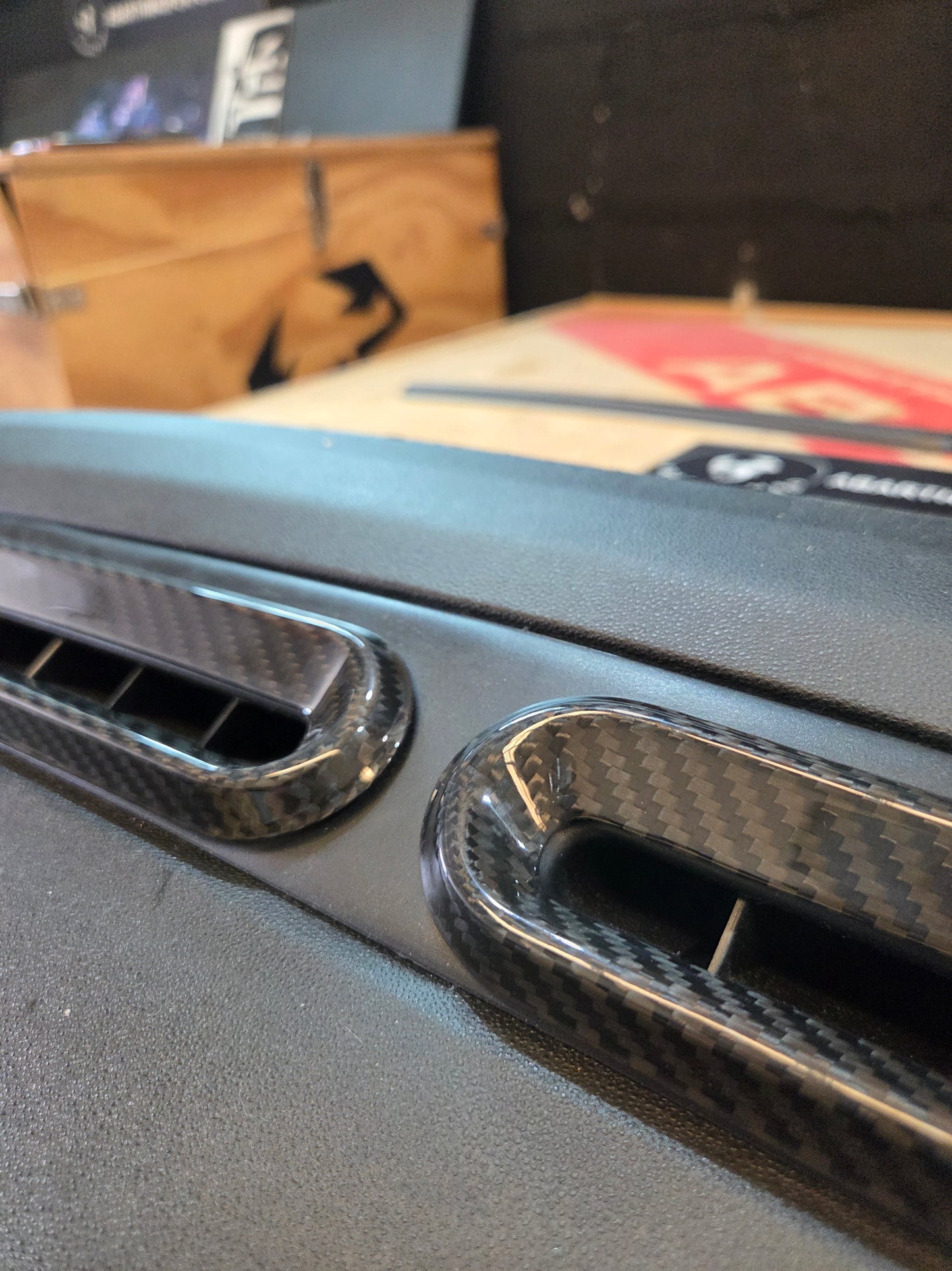 Abarth 500 All Model Carbon Fiber Windshield Defroster Air Top Vents Set (2) Cover Salpicadero Aireadores Superiores