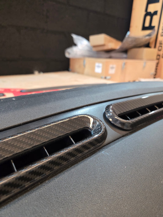 Abarth 500 All Model Carbon Fiber Windshield Defroster Air Top Vents Set (2) Cover Salpicadero Aireadores Superiores
