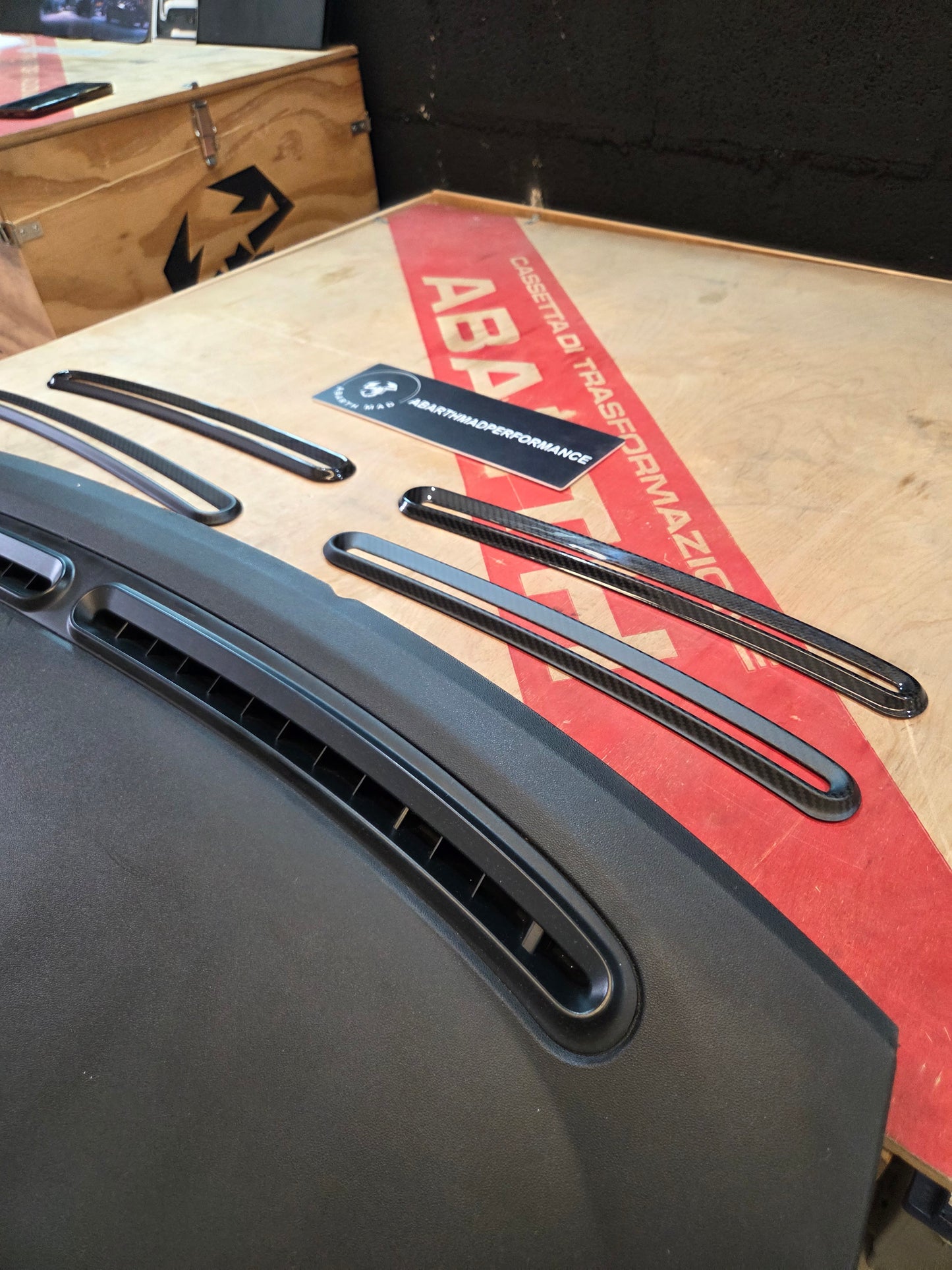 Abarth 500 All Model Carbon Fiber Windshield Defroster Air Top Vents Set (2) Cover Salpicadero Aireadores Superiores