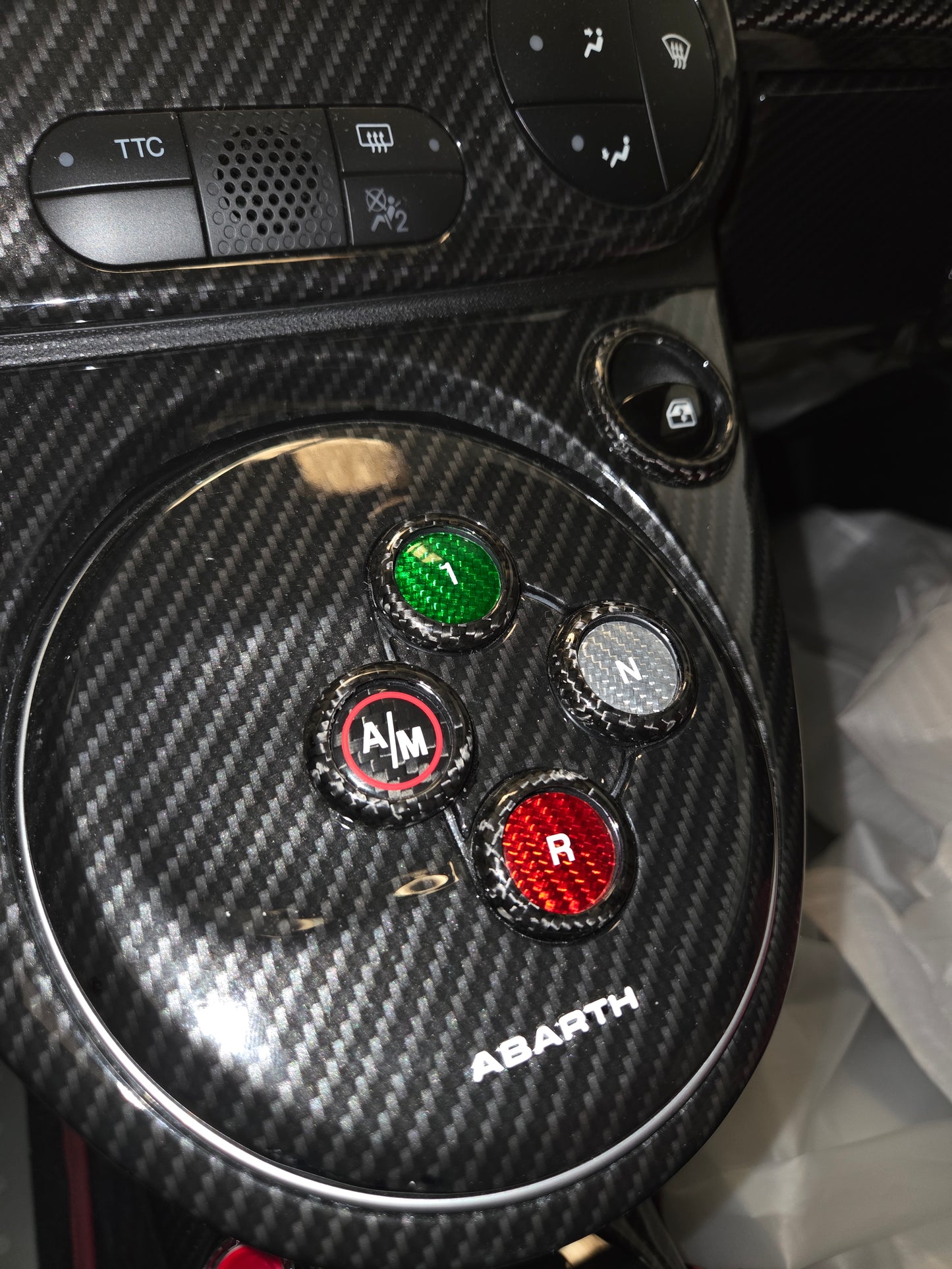 Abarth 500 All Model Auto MTA Buttons Carbon Fiber