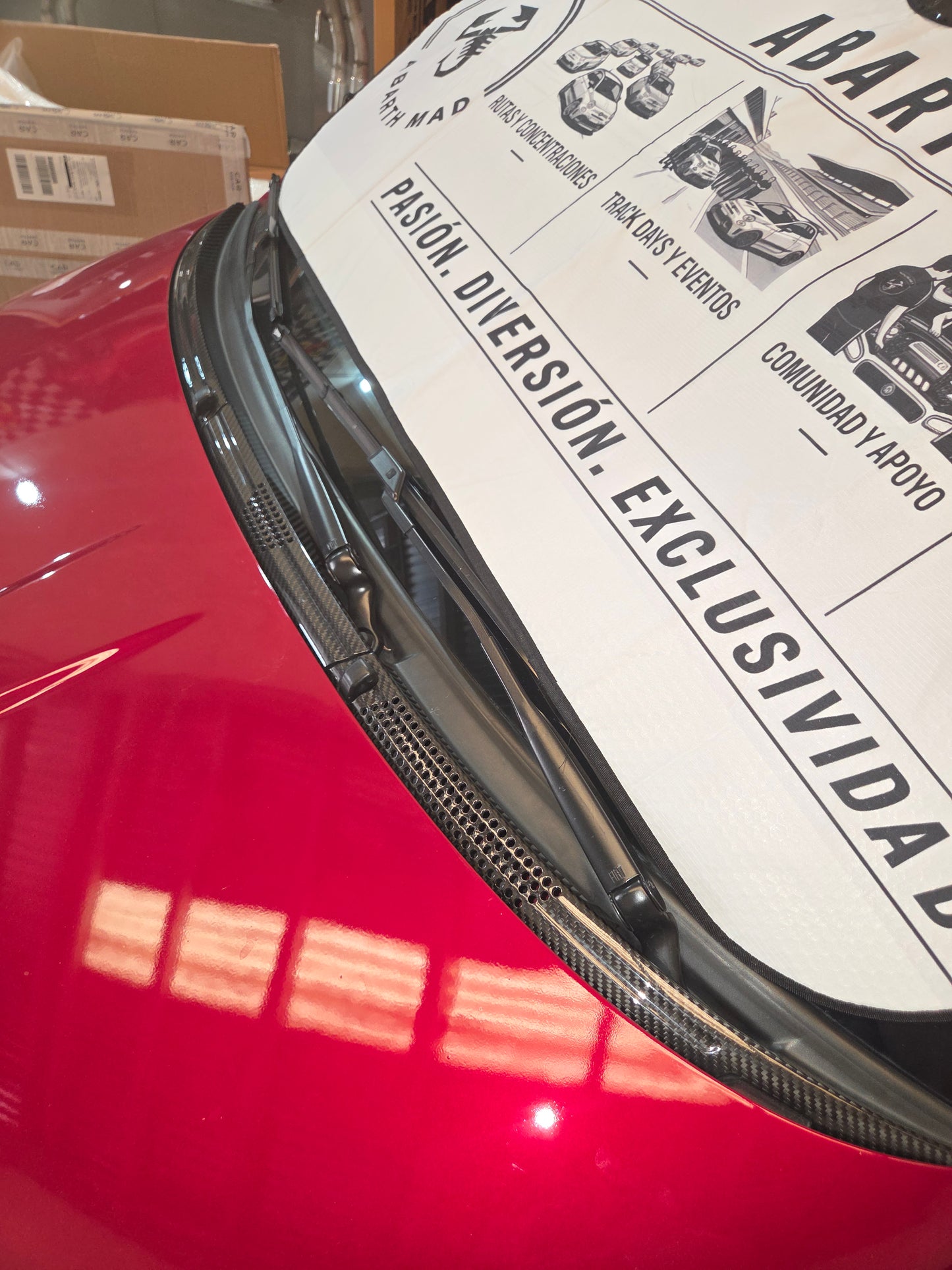 New!! Abarth 500 LHD Carbon Fiber 100% Real Cover Windshield Vierteaguas Cubierta Fibra de Carbono