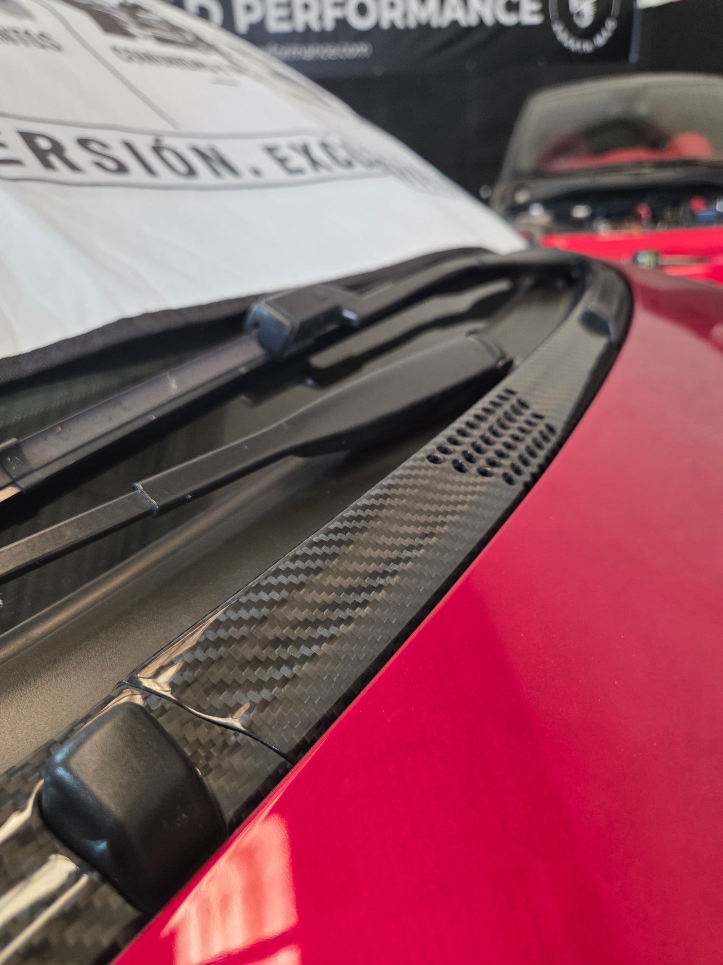 New!! Abarth 500 LHD Carbon Fiber 100% Real Cover Windshield Vierteaguas Cubierta Fibra de Carbono