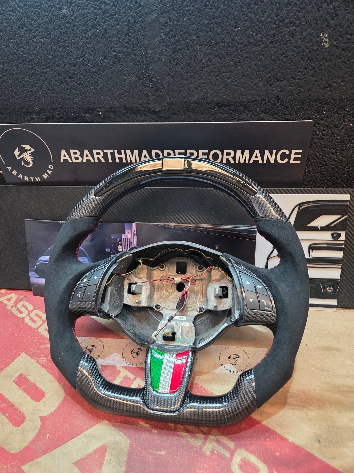 Abarth 500 Display Led Carbon Fiber Steering Wheel Volante Carbono Custom