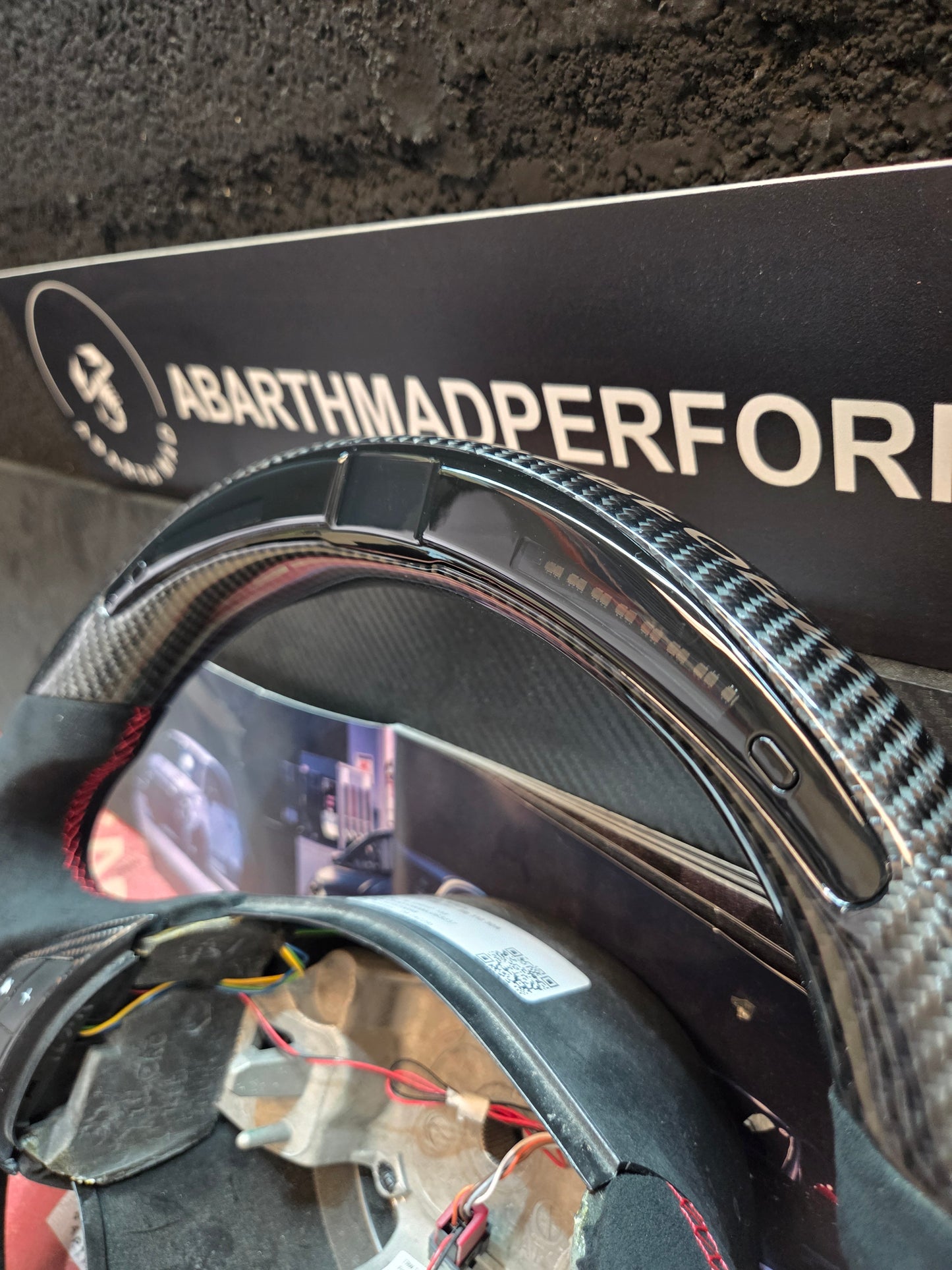 Abarth 500 Display Led Carbon Fiber Steering Wheel Volante Carbono Custom