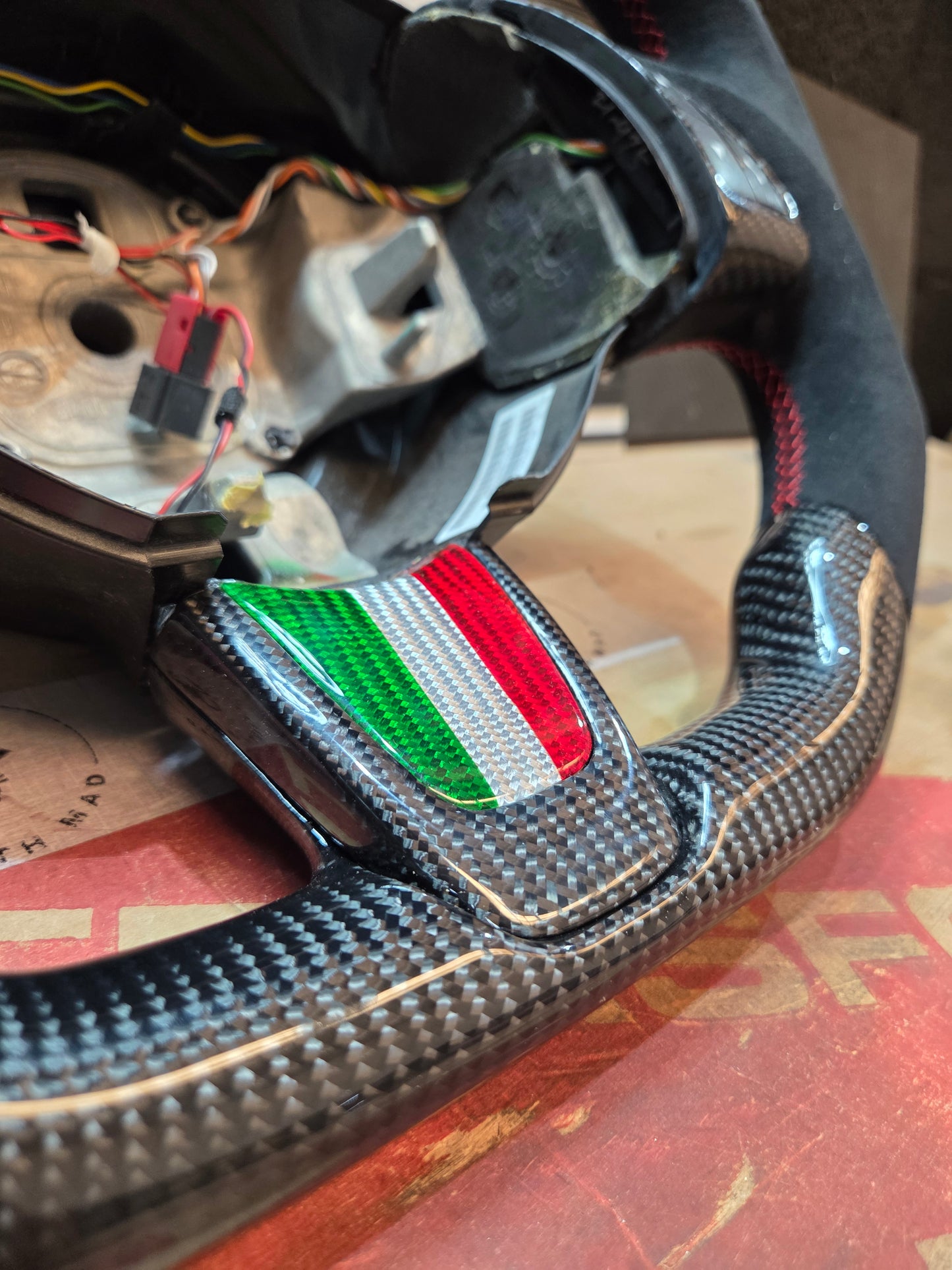 Abarth 500 Display Led Carbon Fiber Steering Wheel Volante Carbono Custom