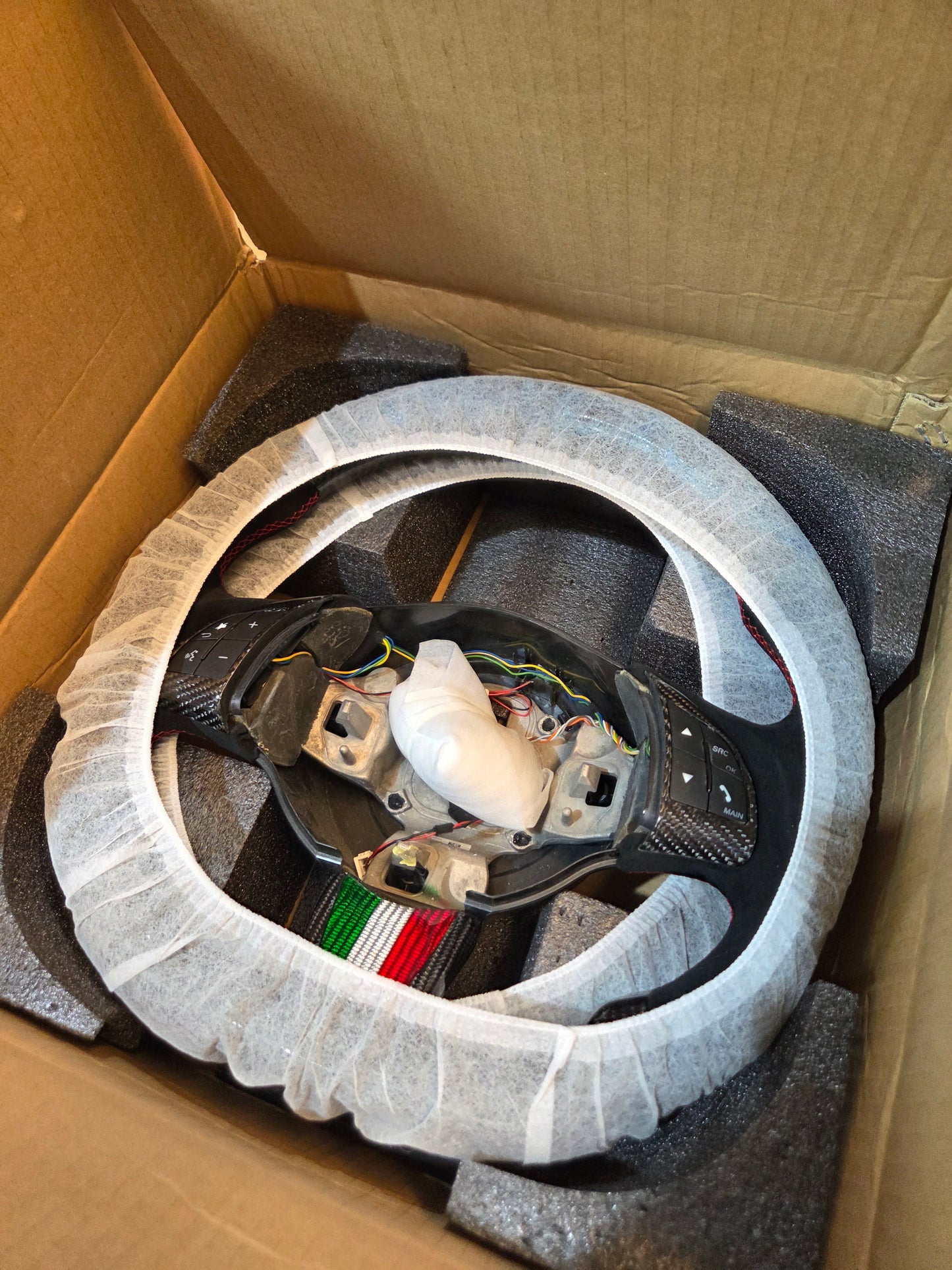Abarth 500 Display Led Carbon Fiber Steering Wheel Volante Carbono Custom