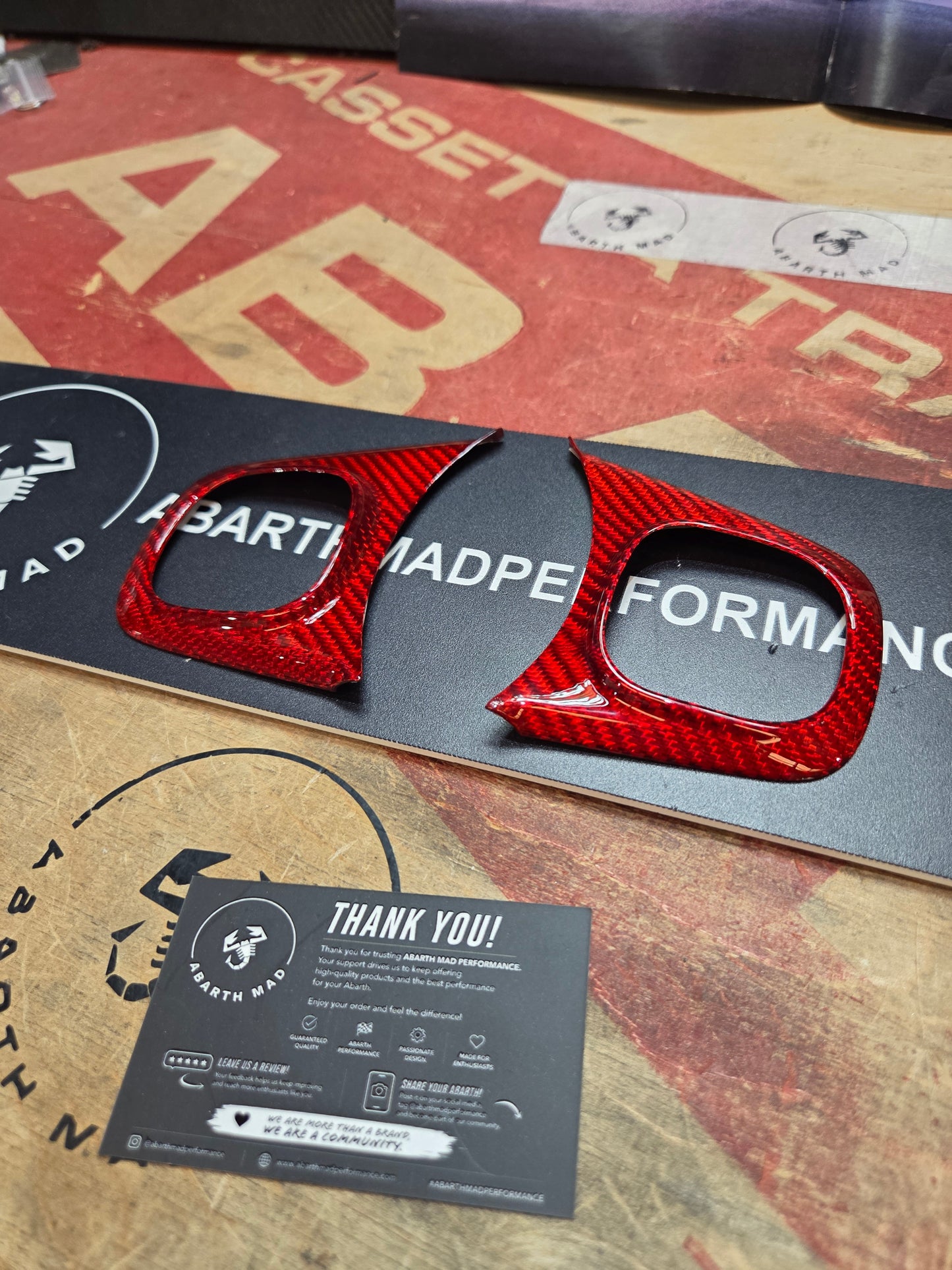 Restyling Volante Abarth Copri Pulsanti Multifunzione in Fibra di Carbonio