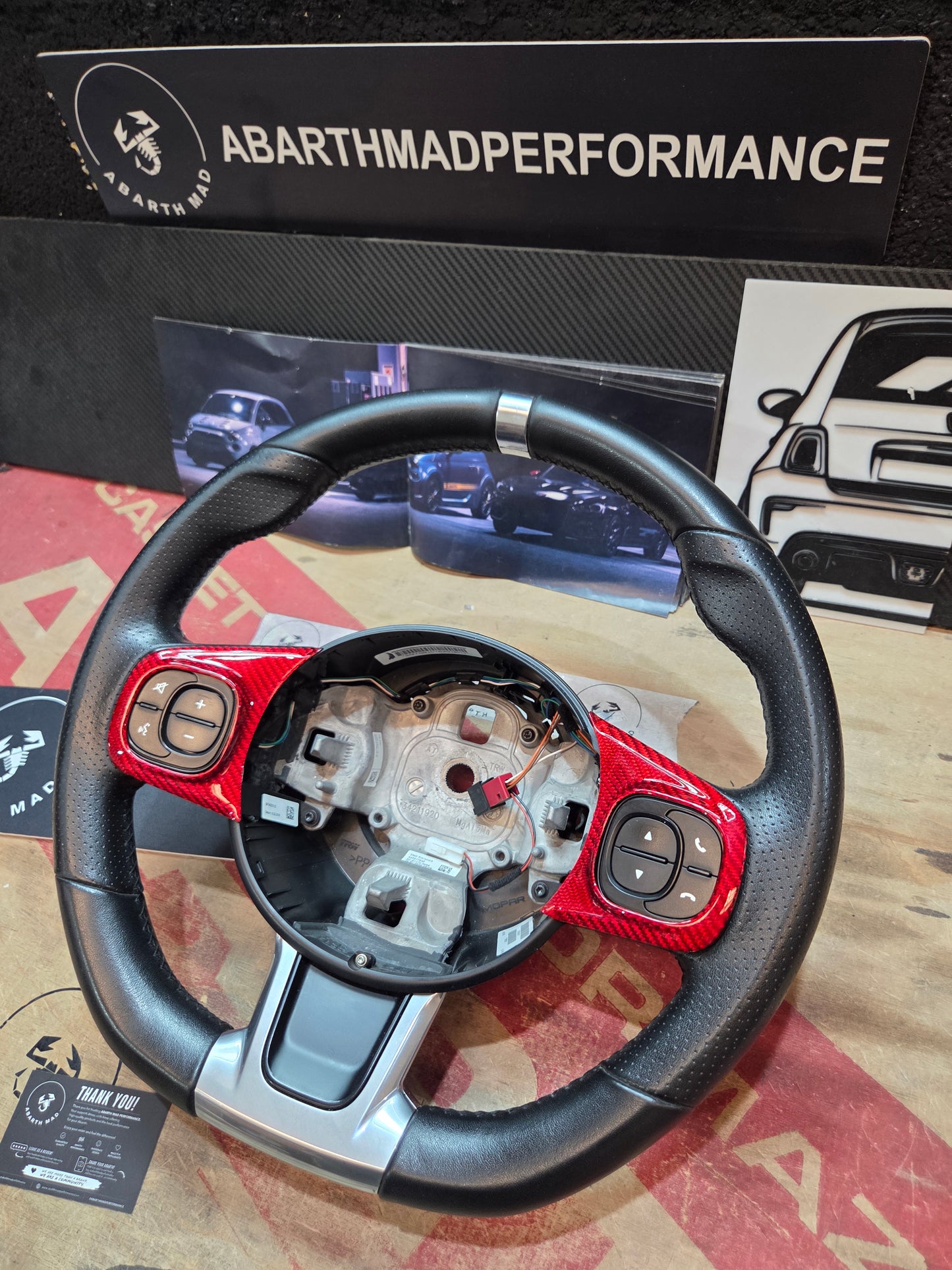 Restyling Volante Abarth Copri Pulsanti Multifunzione in Fibra di Carbonio