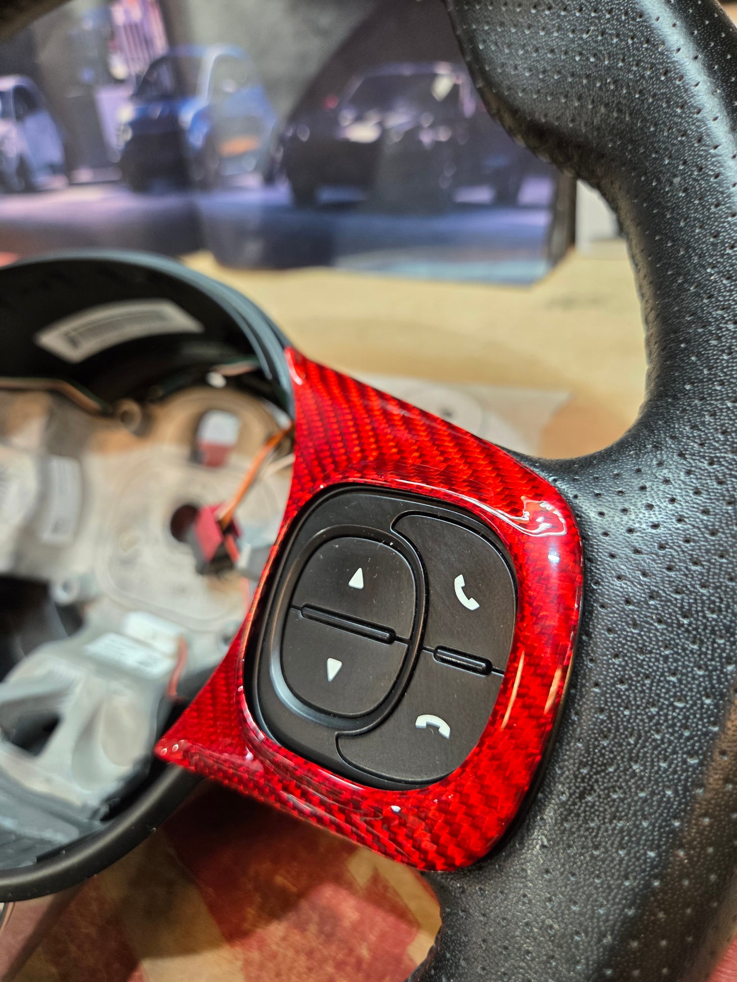 Restyling Volante Abarth Copri Pulsanti Multifunzione in Fibra di Carbonio