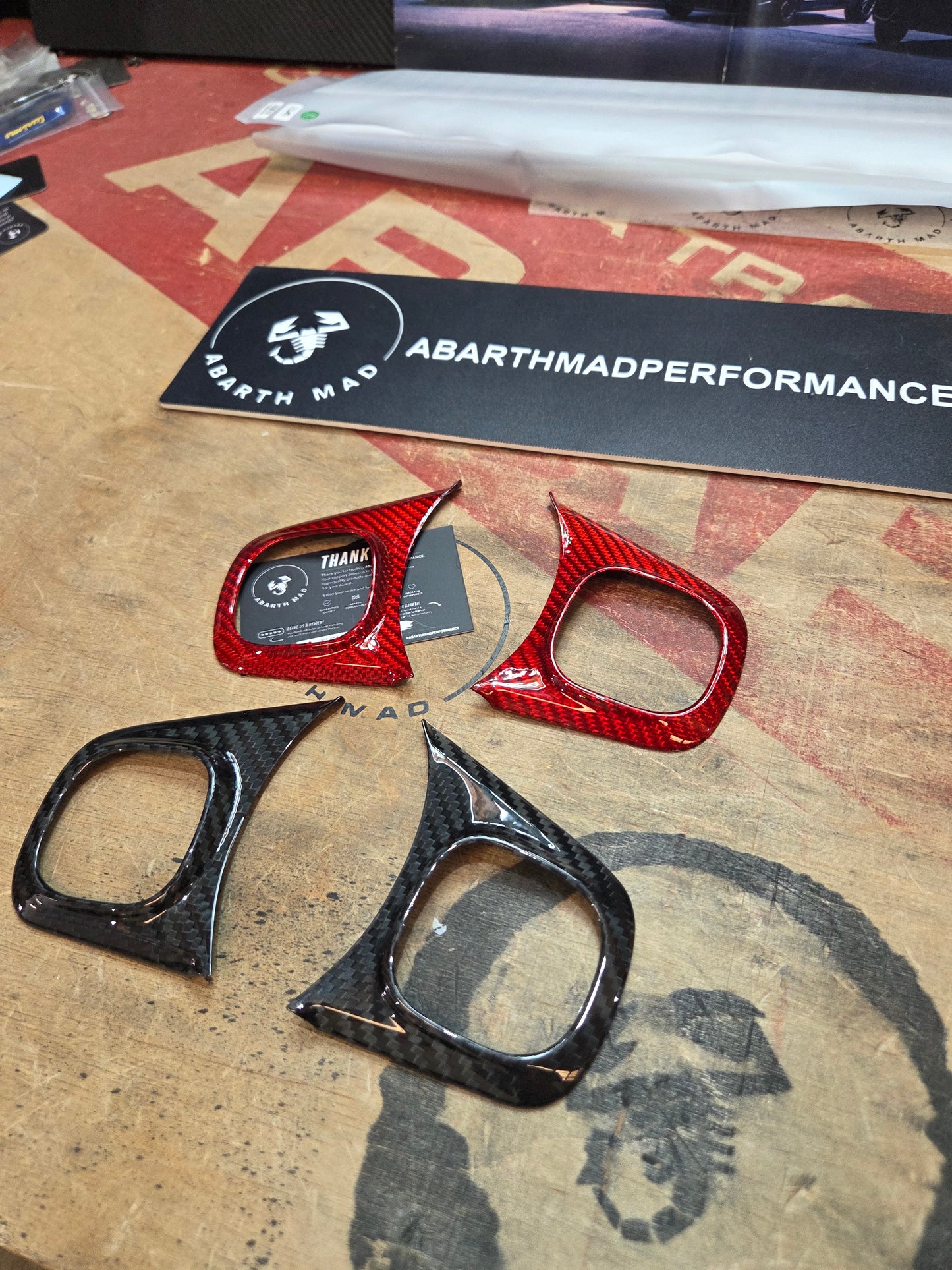 Restyling Volante Abarth Copri Pulsanti Multifunzione in Fibra di Carbonio