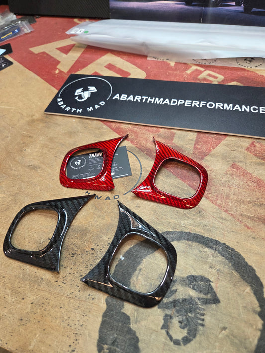 Abarth 2016+ Restyling Steering Wheel Buttons Multifunction Cover Carbon Fiber Tapa Botones Multifunción Fibra de Carbono 🔴⚫️