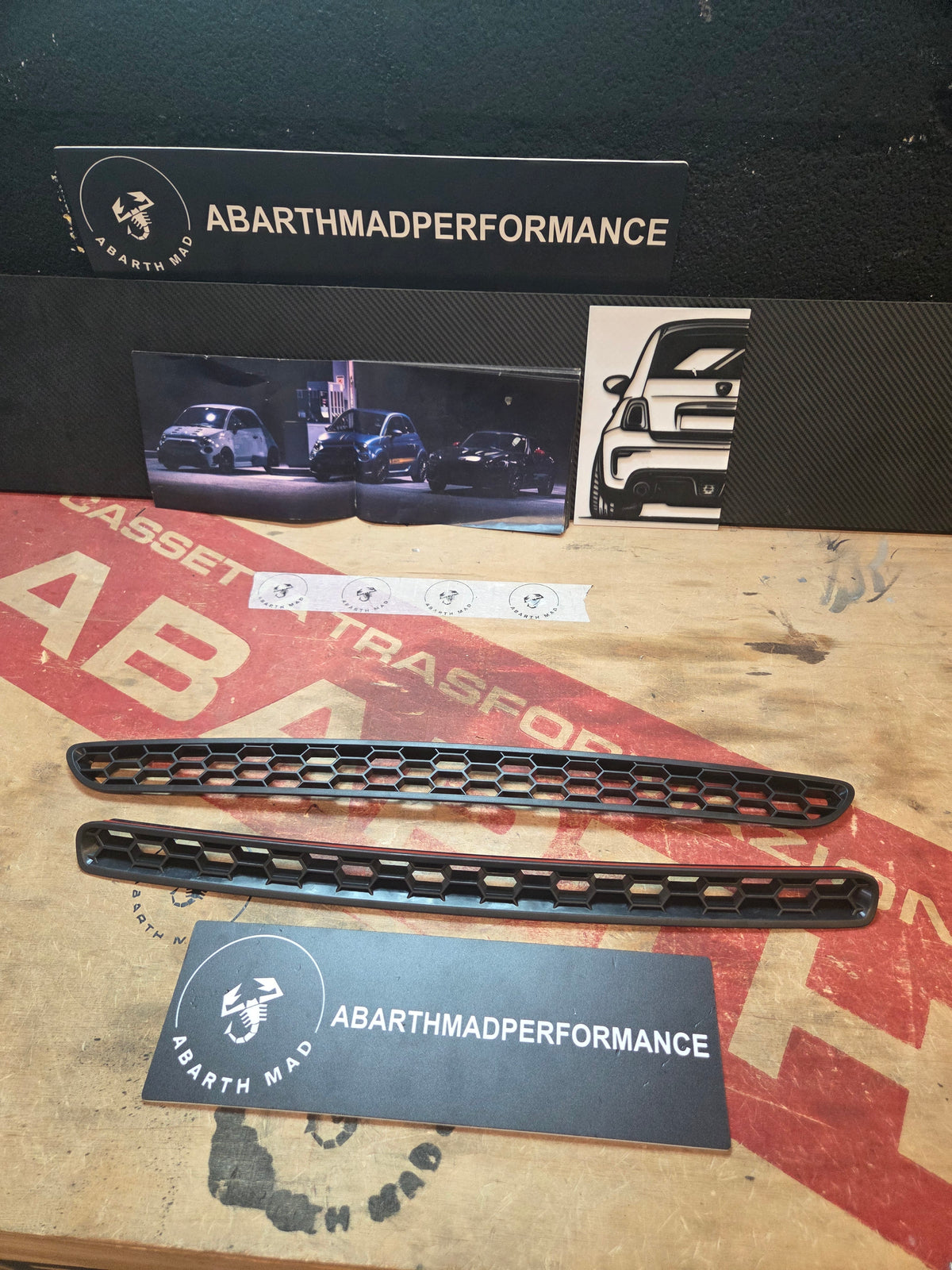 Abarth 500 All Model ABS or 3D Front Bumper Air Vent Intake Honeycomb Grille Panel Abeja Frontal Entrada Aire Paragolpes Rejilla